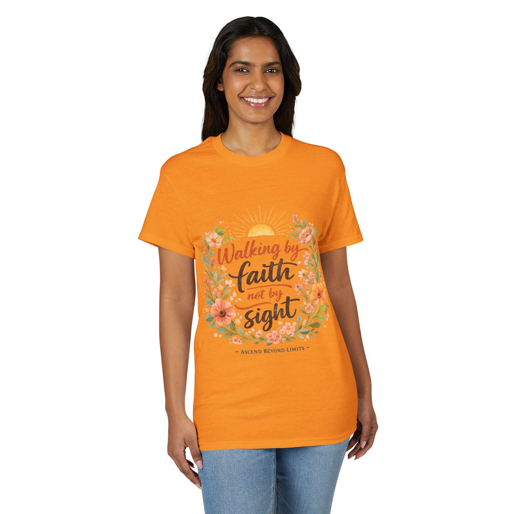 Faith Floral T-Shirt — "Walking by Faith, Not by Sight" Inspirational Tee