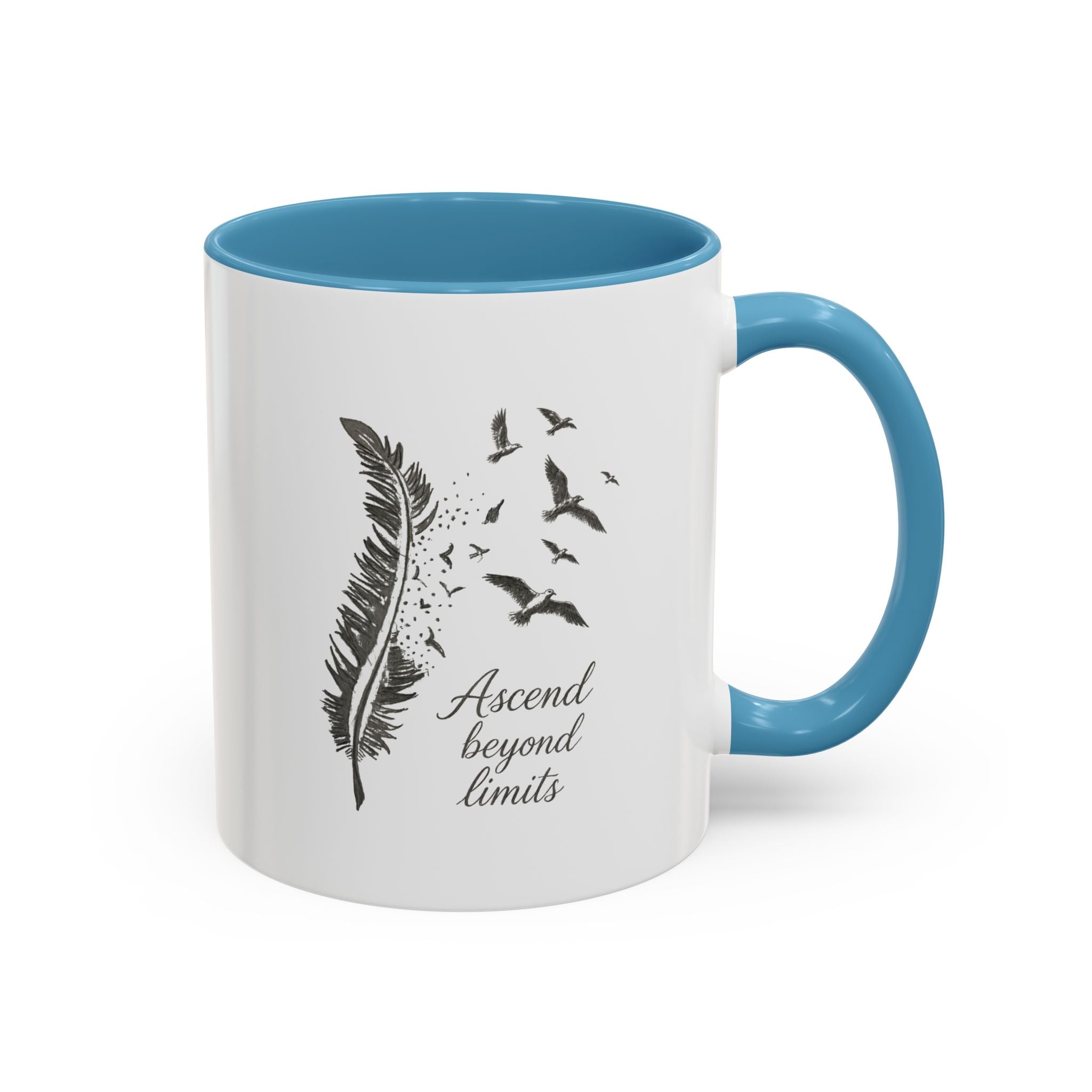 Ascend Beyond Limits- hand sketched feather Coffee-Accent Mug (11/15oz)
