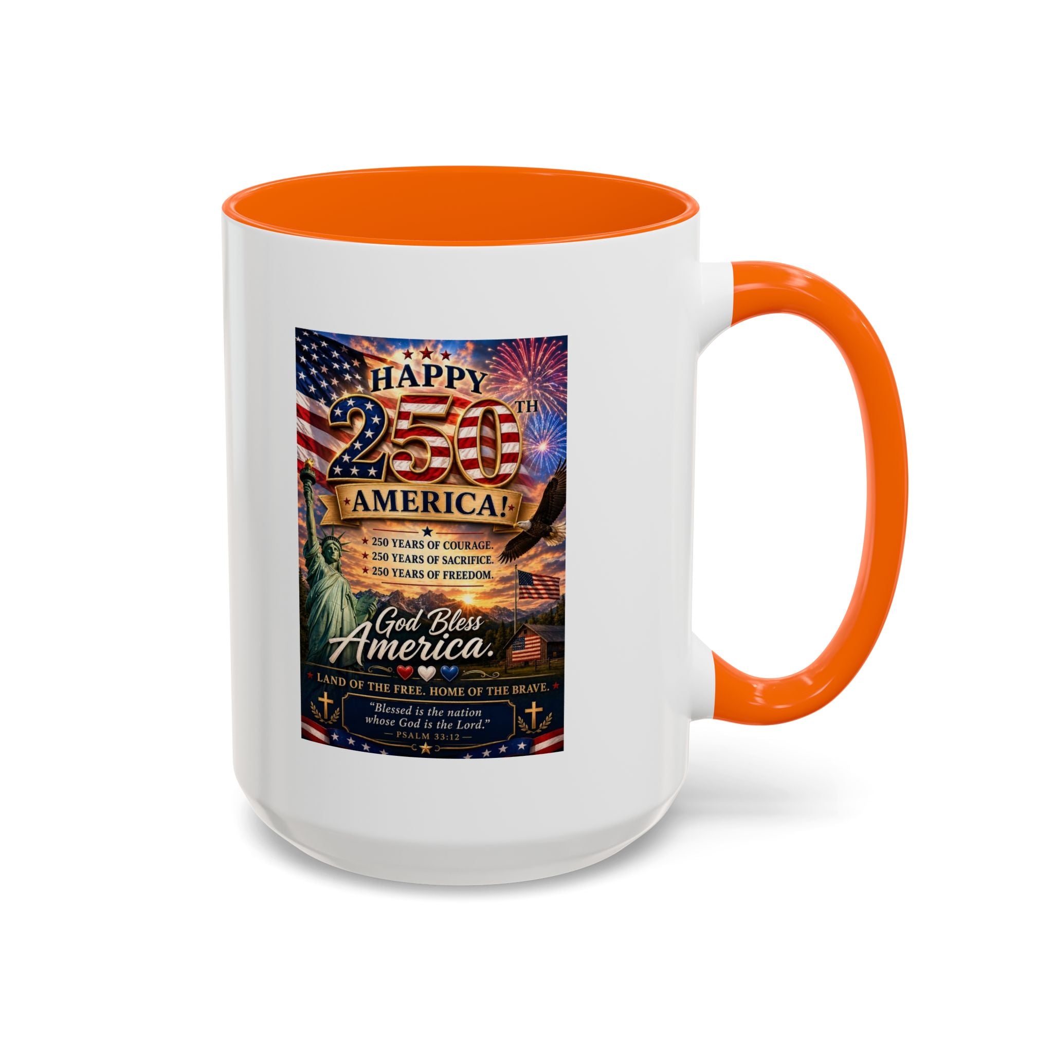 Patriotic Coffee Mug - "Happy 250 America!" Anniversary Design