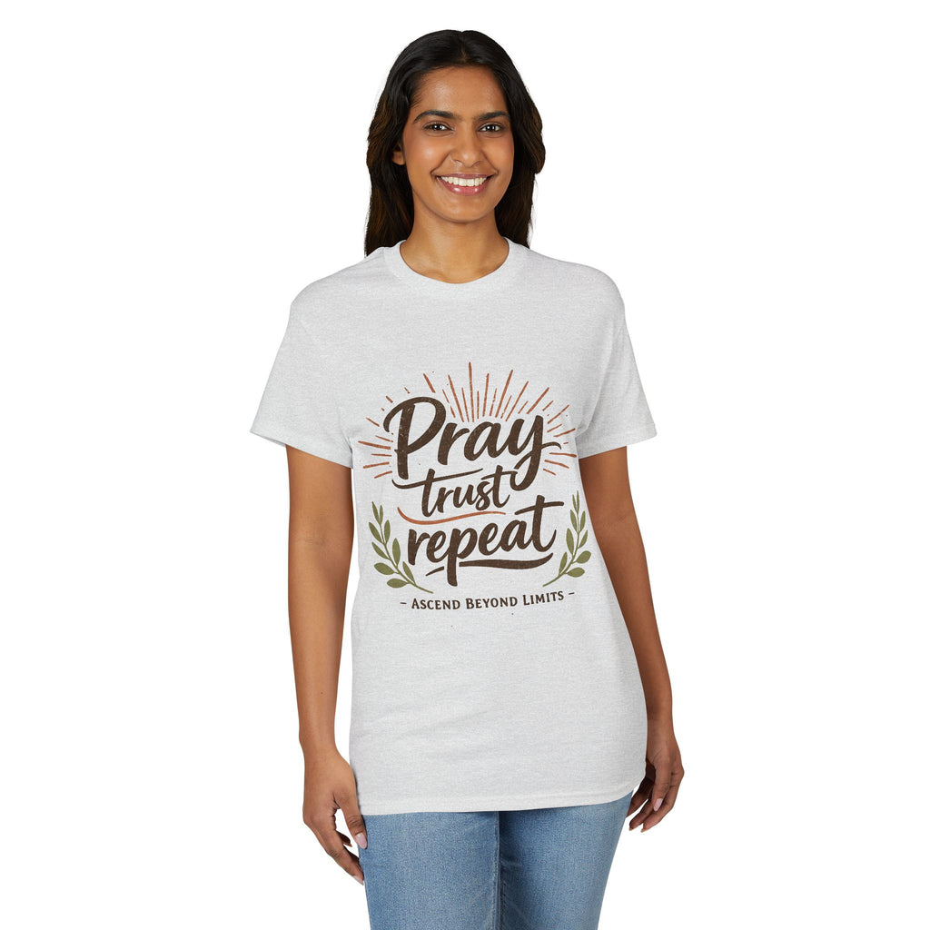 Pray Trust Repeat T-Shirt — Inspirational Christian Faith Tee