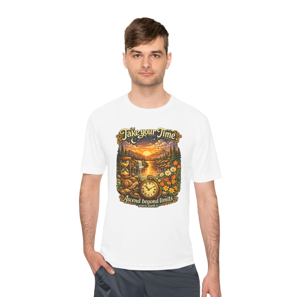 Take Your Time Scenic Tee — 'Take Your Time, Ascend Beyond Limits' Relaxed Vintage Nature Shirt