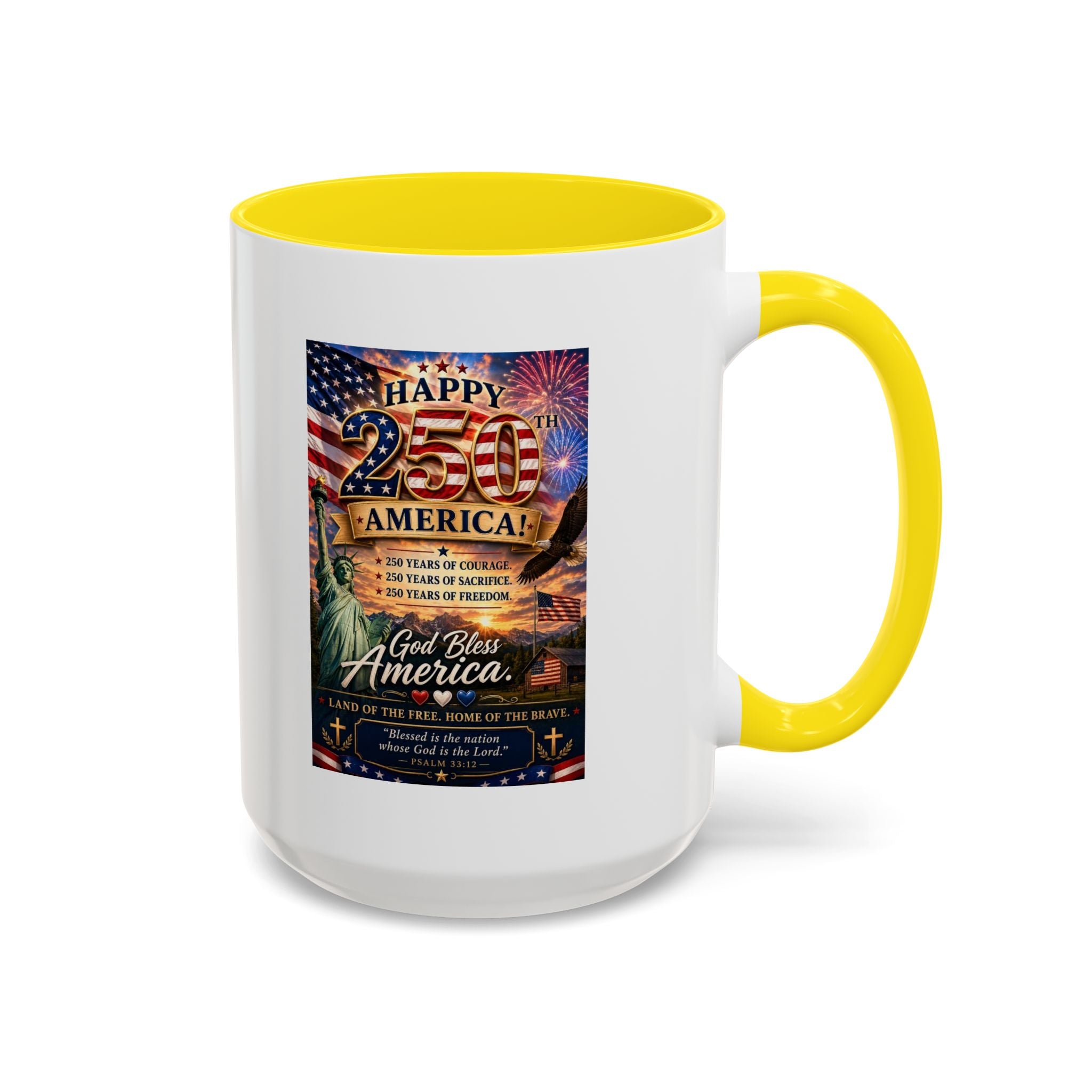 Patriotic Coffee Mug - "Happy 250 America!" Anniversary Design