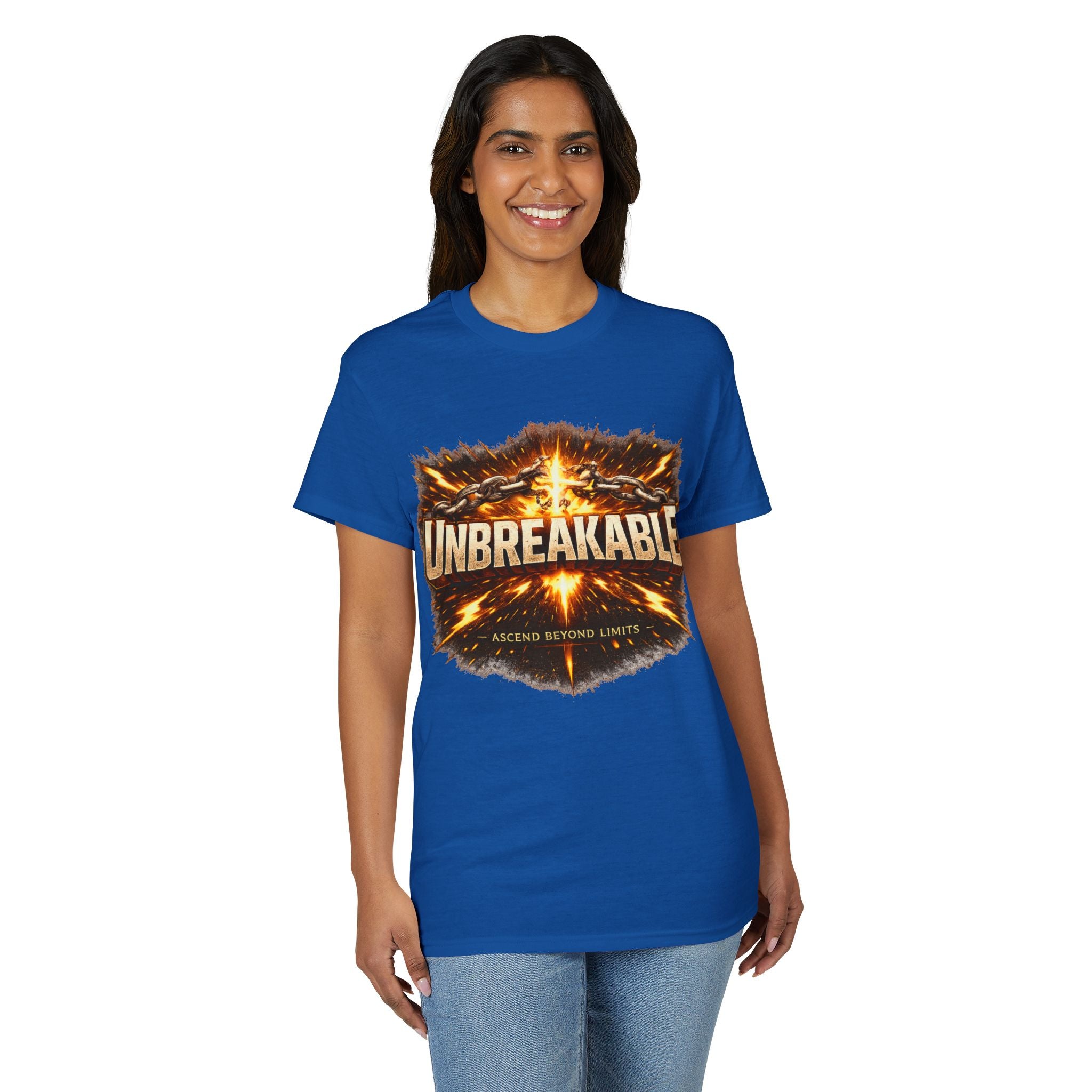 Unbreakable Graphic T‑Shirt — Bold Fireburst Motivational Tee