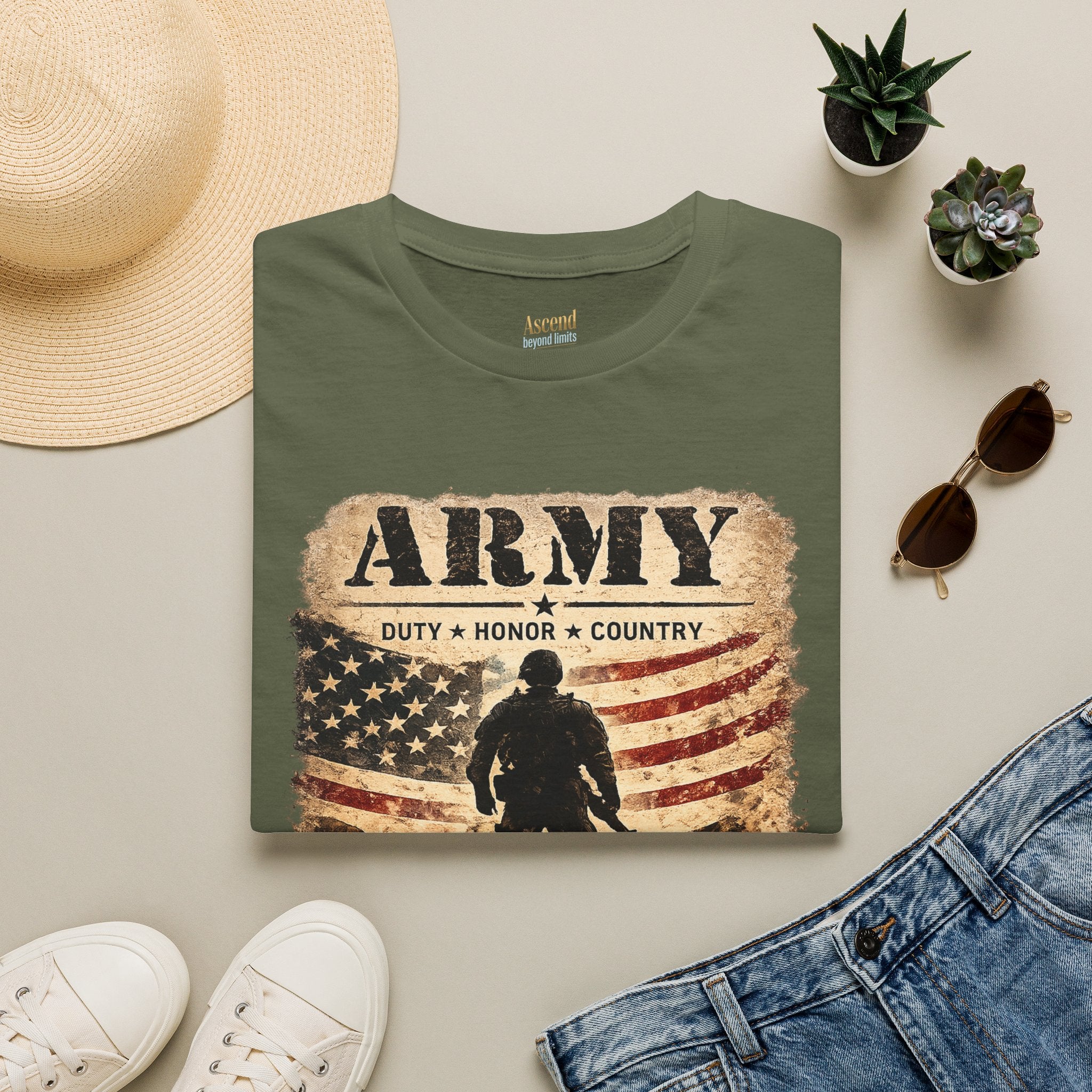 Army Duty • Honor — Patriotic Soldier Flag Tee