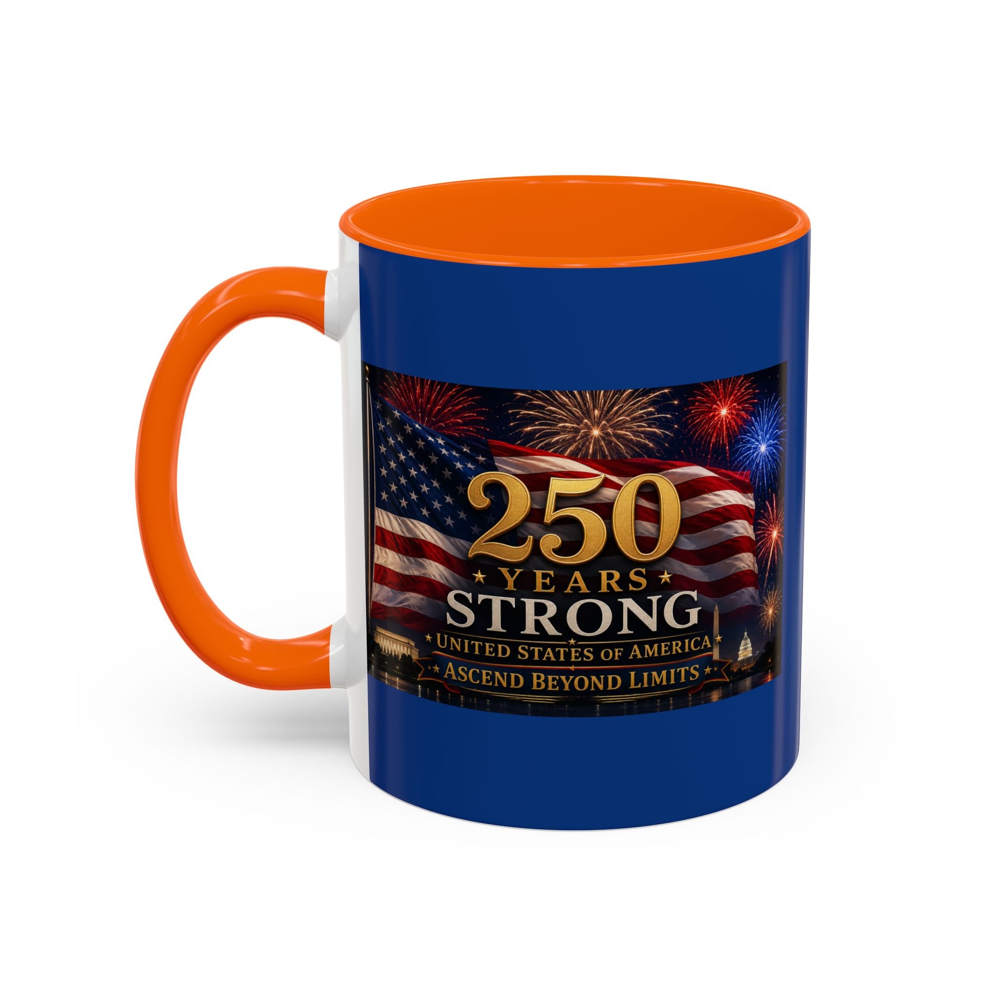 250 Years America Strong Coffee Mug — Patriotic USA Anniversary 11/15oz