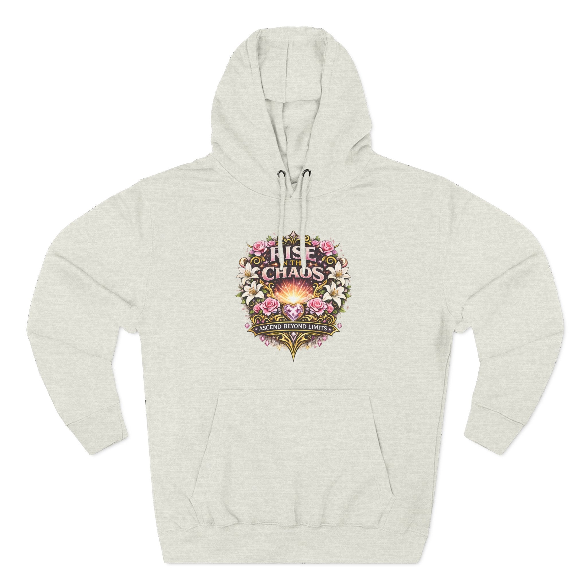 Floral 'Rise from Chaos' Hoodie — Vintage Crest Graphic Pullover