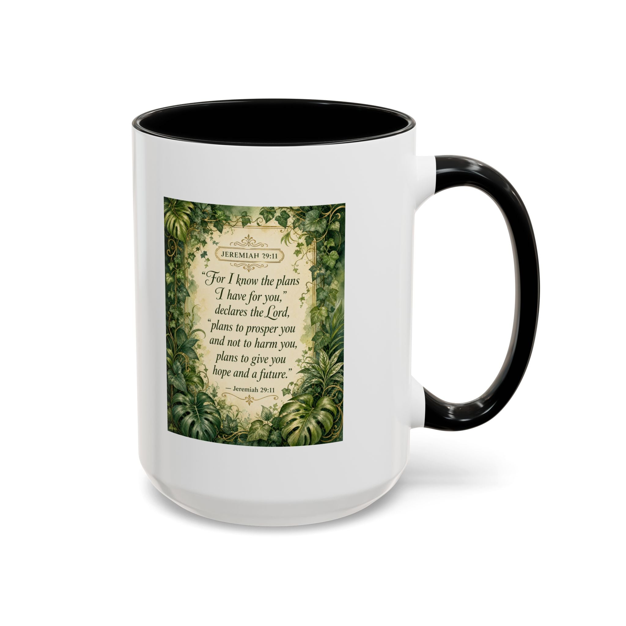 Jeremiah 29:11 Inspirational Coffee Mug – Bible Verse Floral Accent (11/15oz)
