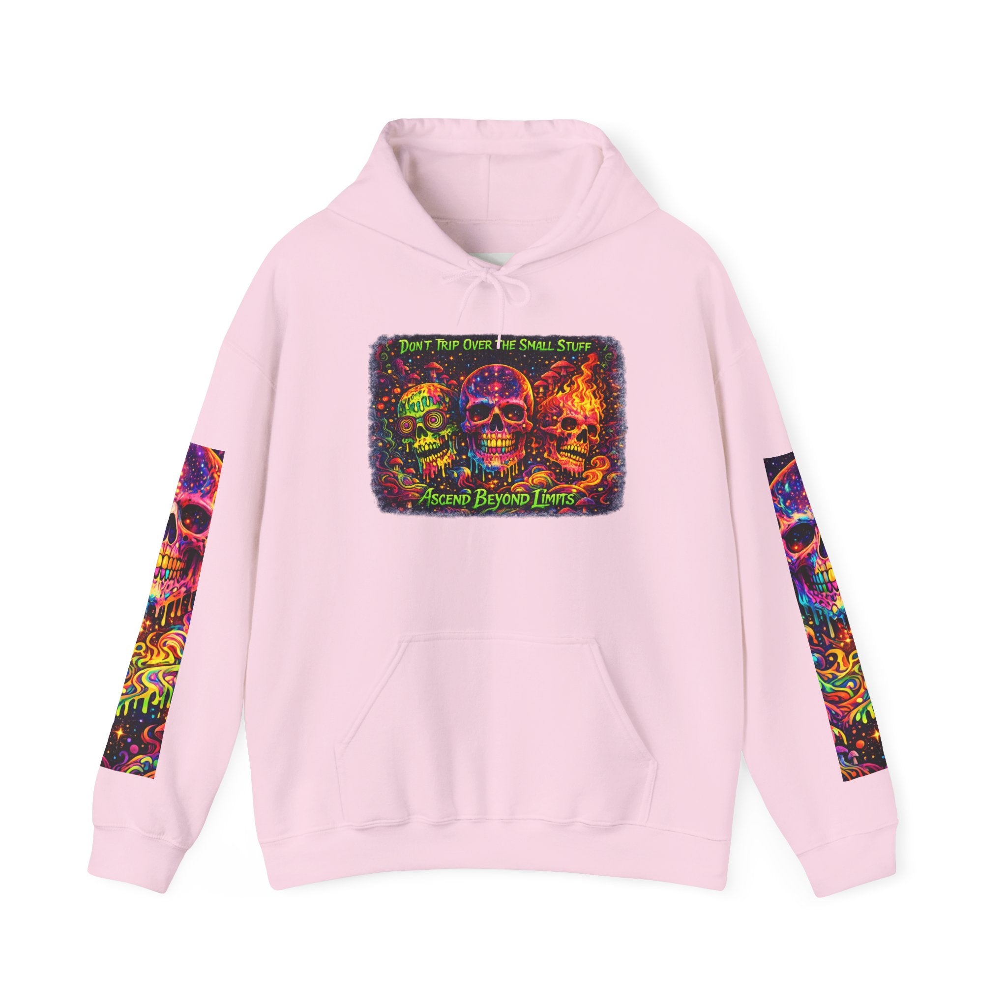 Psychedelic Skull Hoodie – "Faces Beyond Limits" Neon Horror Pullover
