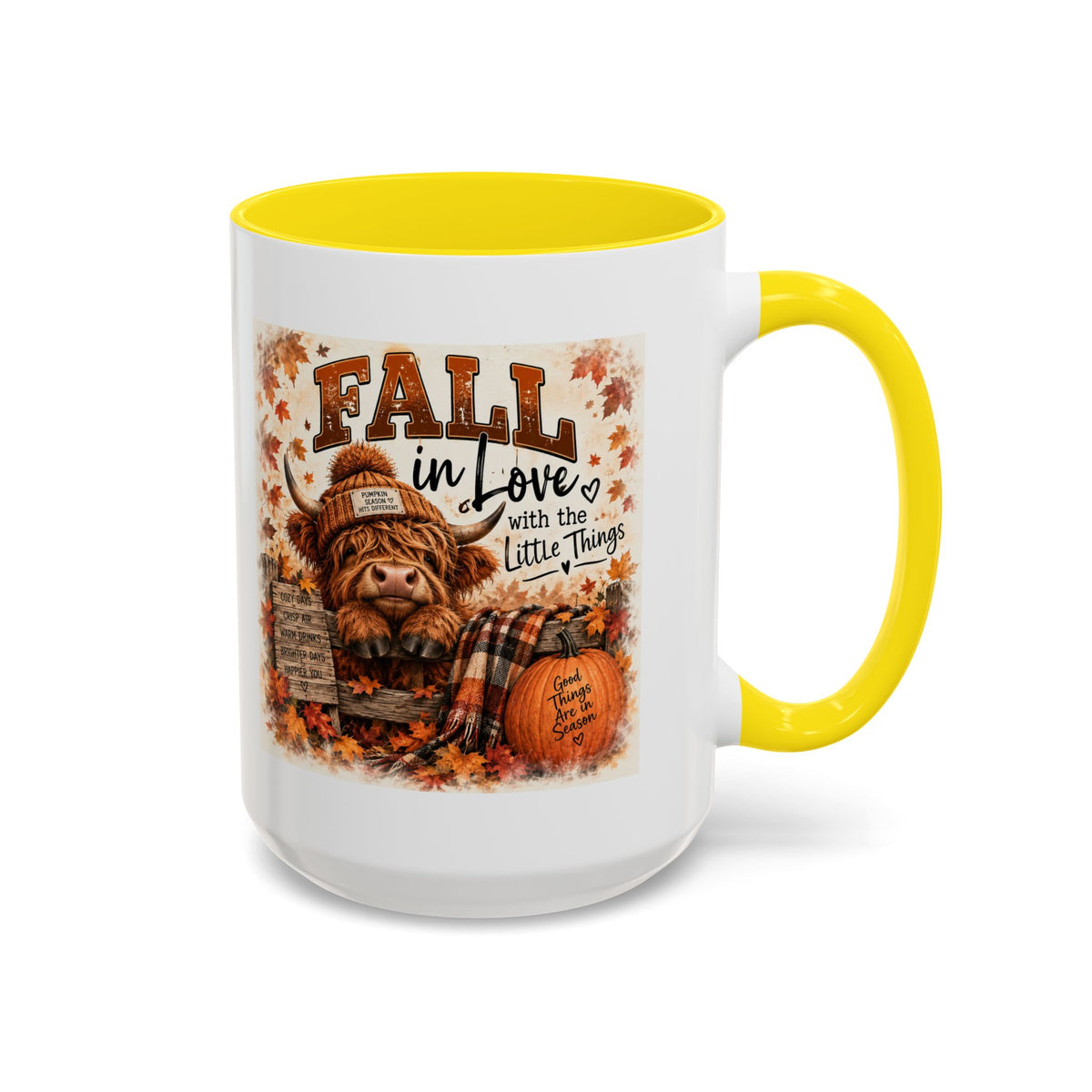 Fall in Love With the Little Things — Highland Cow Mug