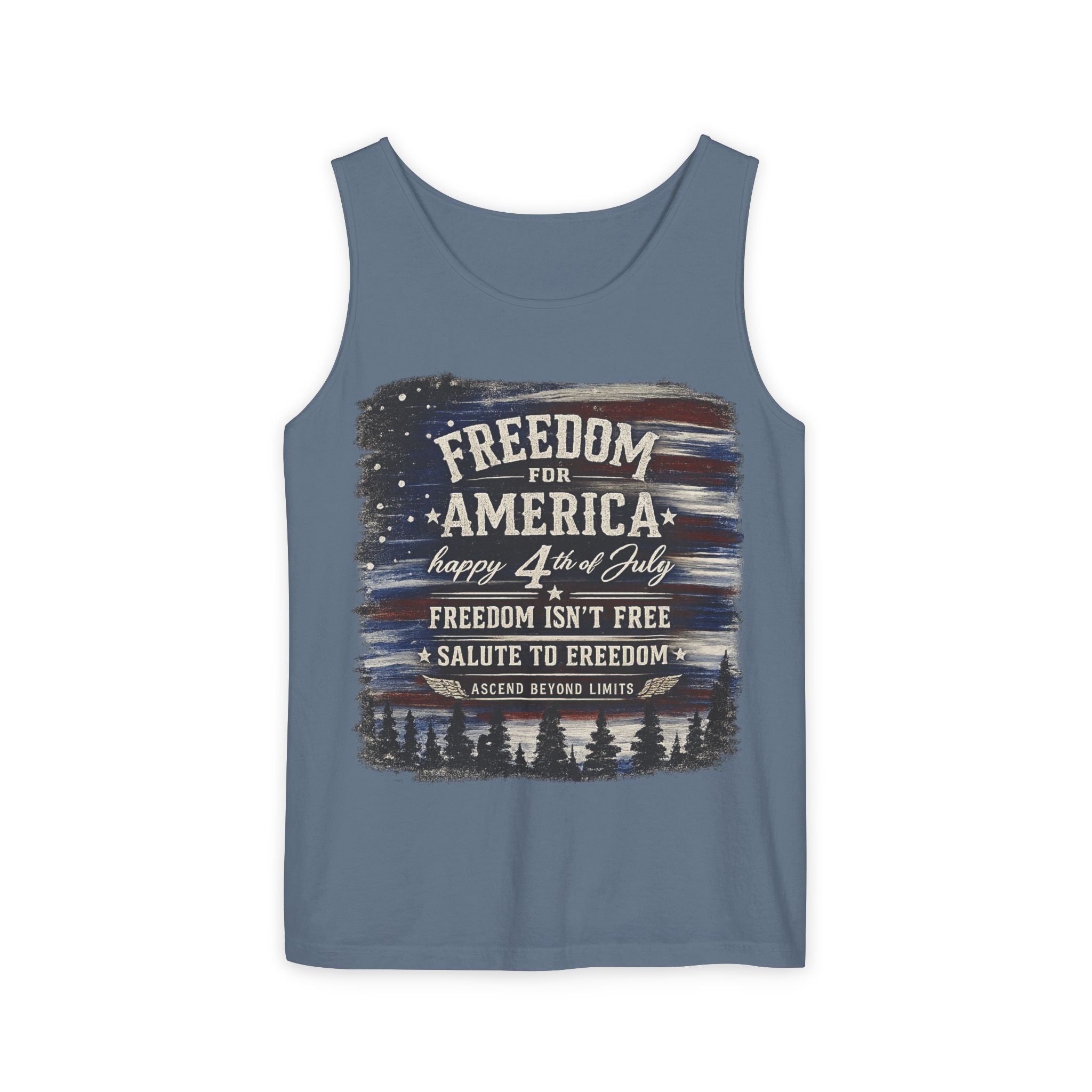 Freedom for America 4th of July Tank Top — Patriotic Salute to Freedom