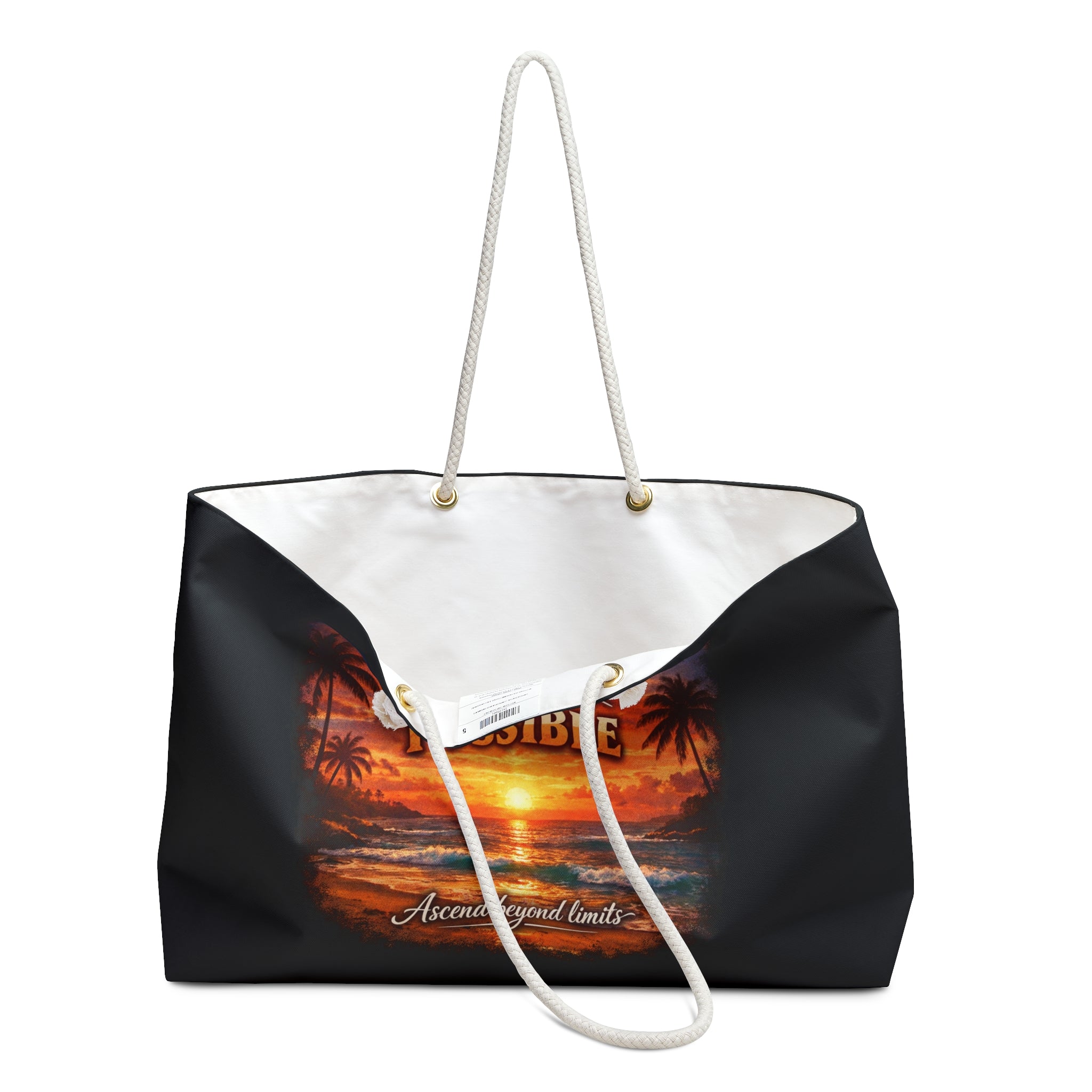 Believe In Yourself Weekender Bag — Inspirational Travel Tote with 'Believe In Yourself and All Things Are Possible' Sunset Design
