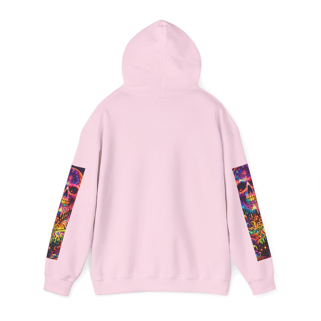 Psychedelic Skull Hoodie – "Faces Beyond Limits" Neon Horror Pullover