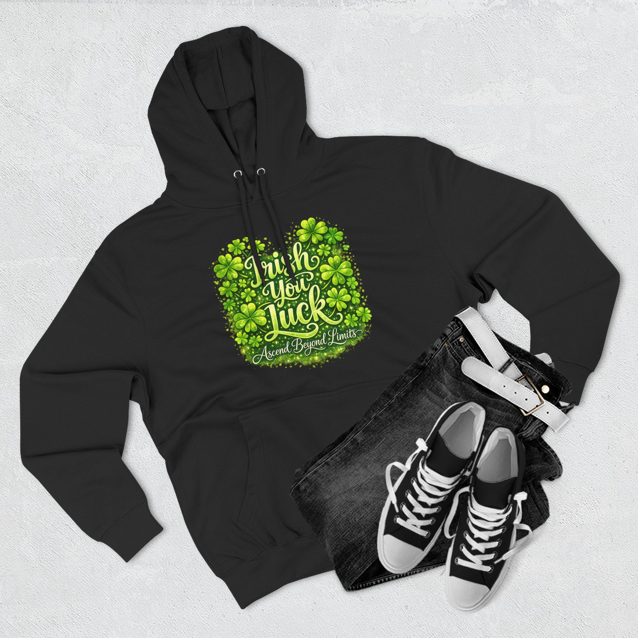 St. Patrick's 'Irish You Luck' Hoodie – Shamrock Clover Graphic Sweatshirt