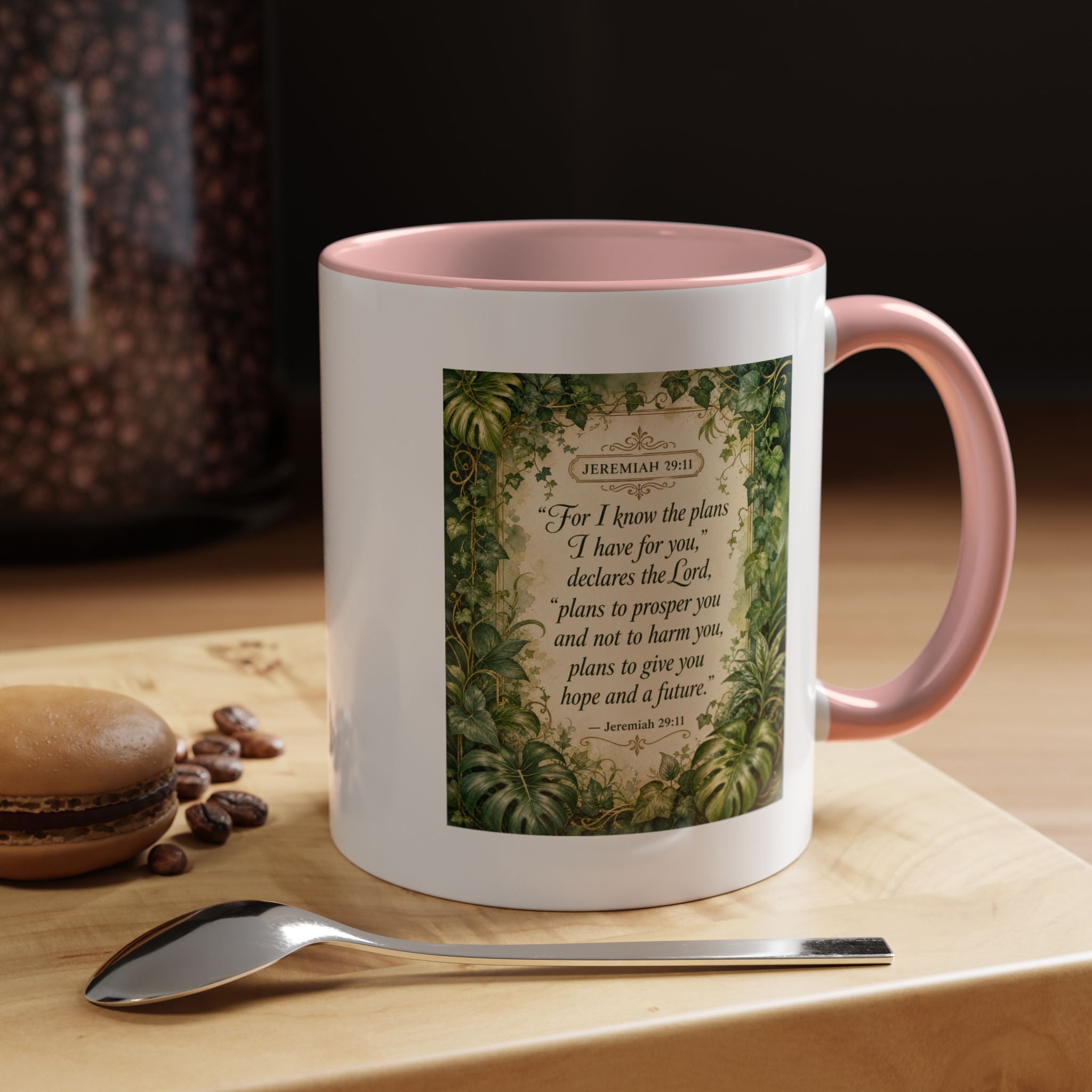 Jeremiah 29:11 Inspirational Coffee Mug – Bible Verse Floral Accent (11/15oz)
