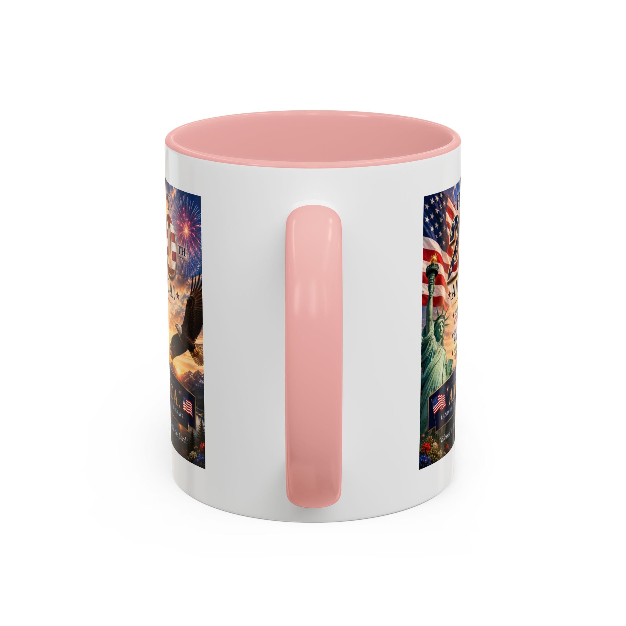 Happy 250th America Coffee Mug — Patriotic Statue of Liberty & Eagle 4th of July Gift