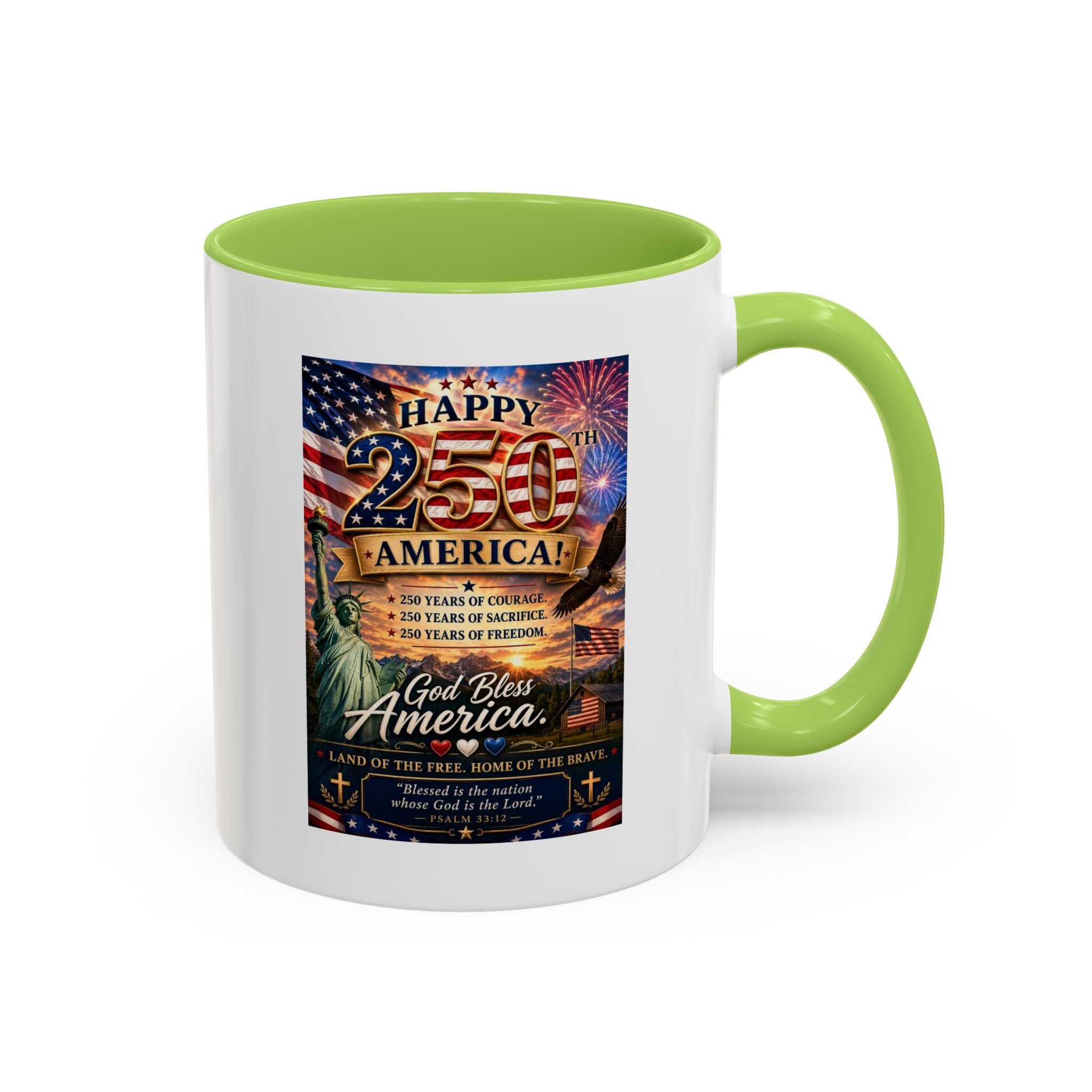 Patriotic Coffee Mug - "Happy 250 America!" Anniversary Design