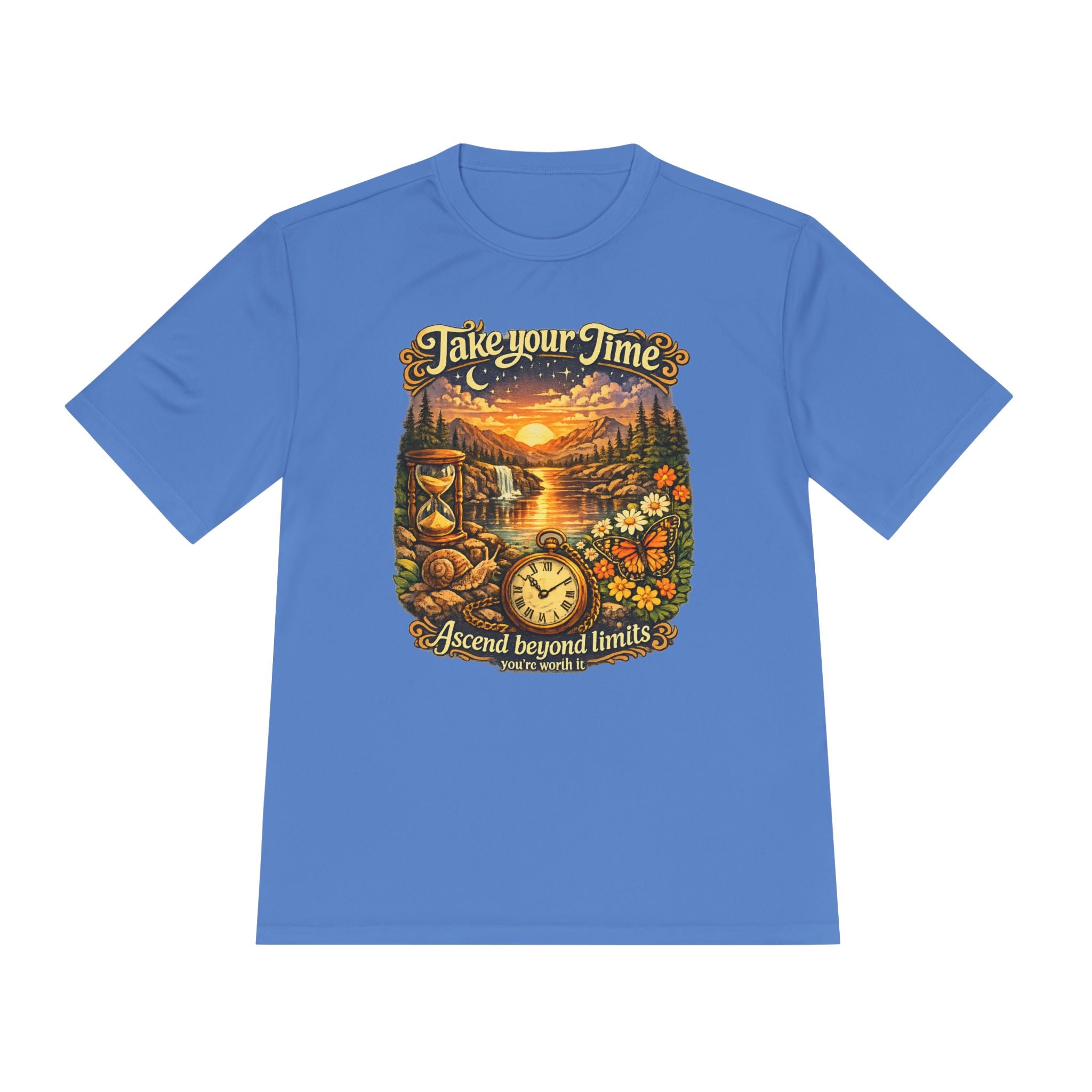 Take Your Time Scenic Tee — 'Take Your Time, Ascend Beyond Limits' Relaxed Vintage Nature Shirt