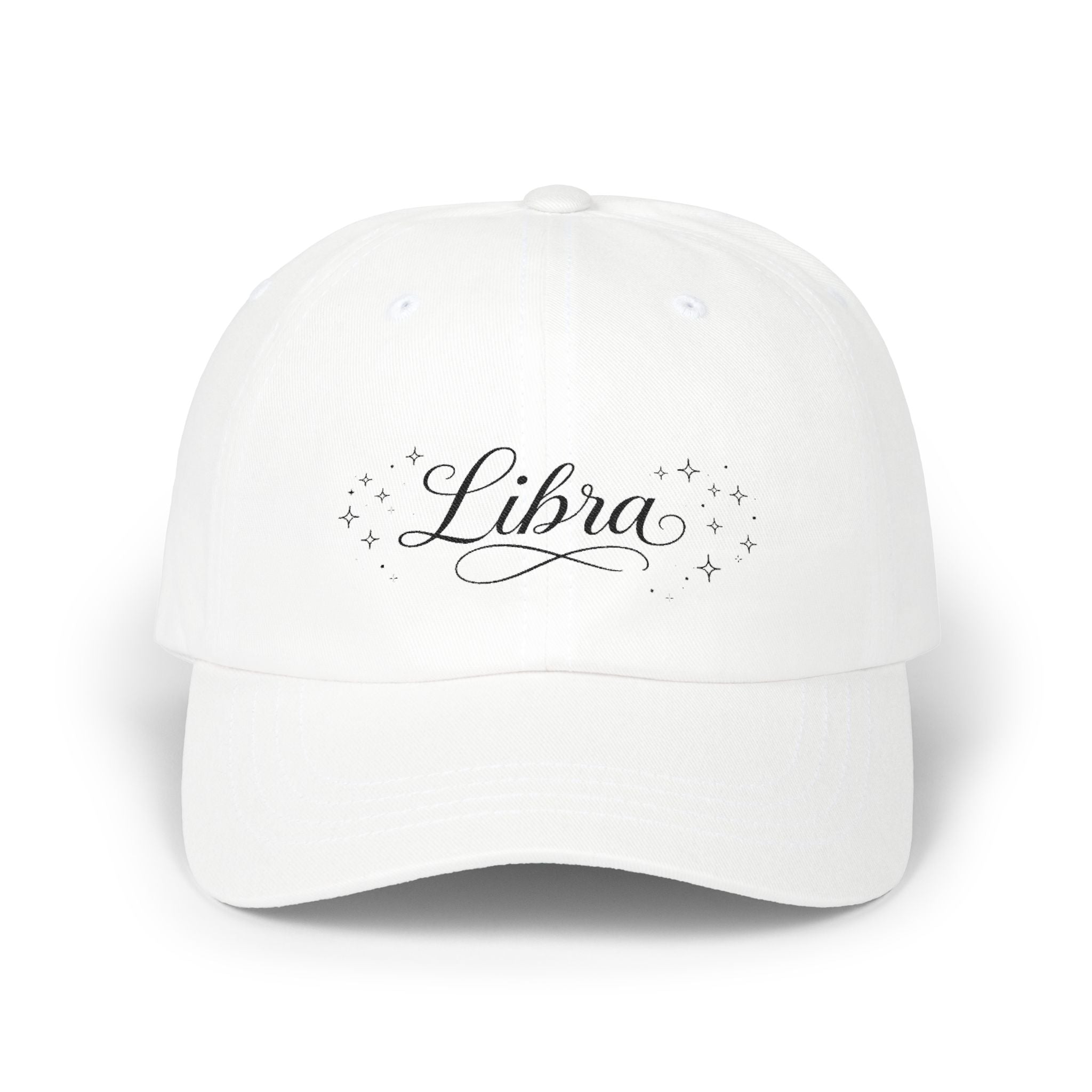 Libra Script Dad Cap — Zodiac Baseball Hat with Sparkle Stars