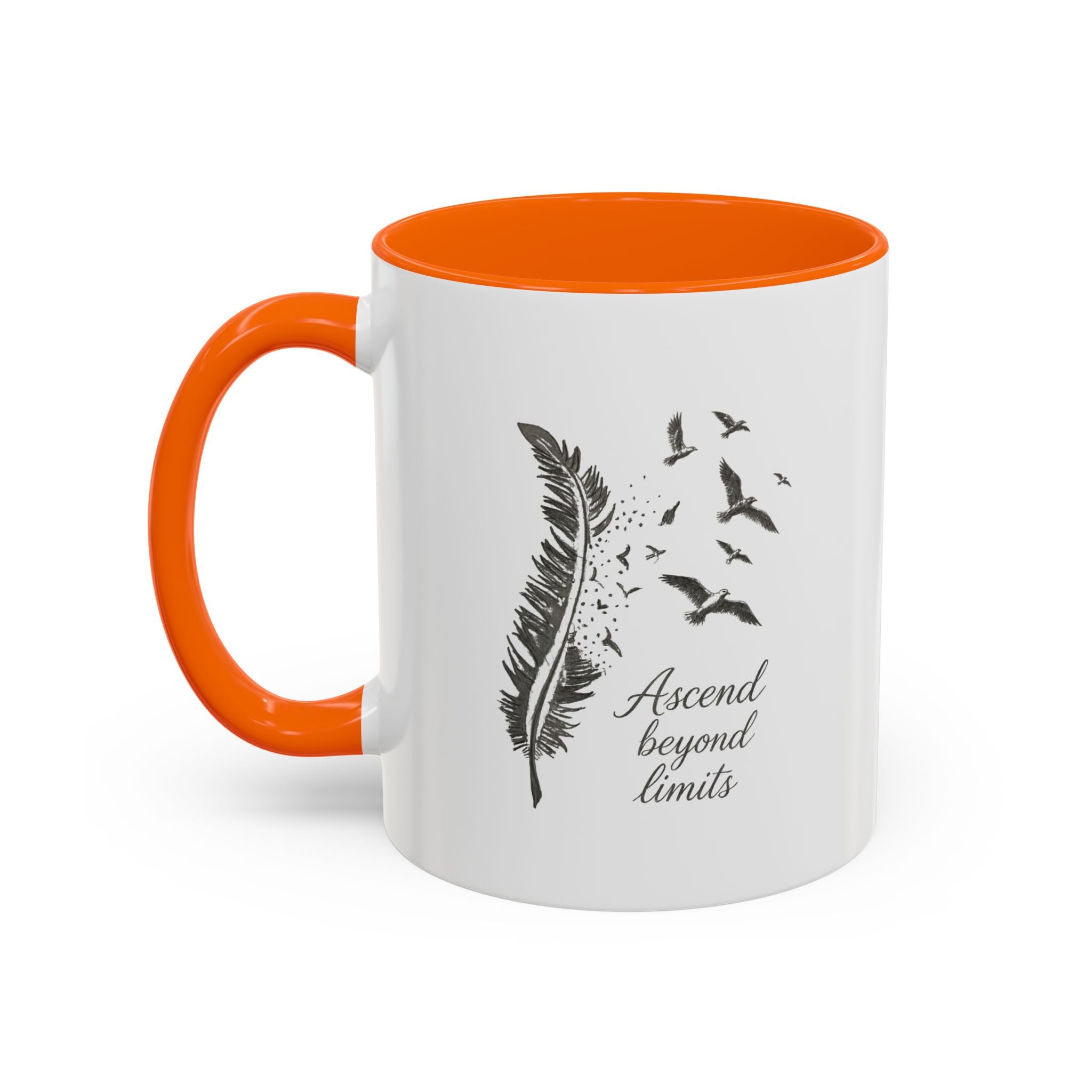 Ascend Beyond Limits- hand sketched feather Coffee-Accent Mug (11/15oz)