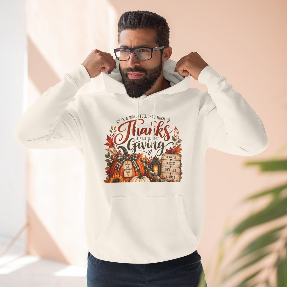 Thanksgiving Harvest Hoodie — Give Thanks Fleece Pullover