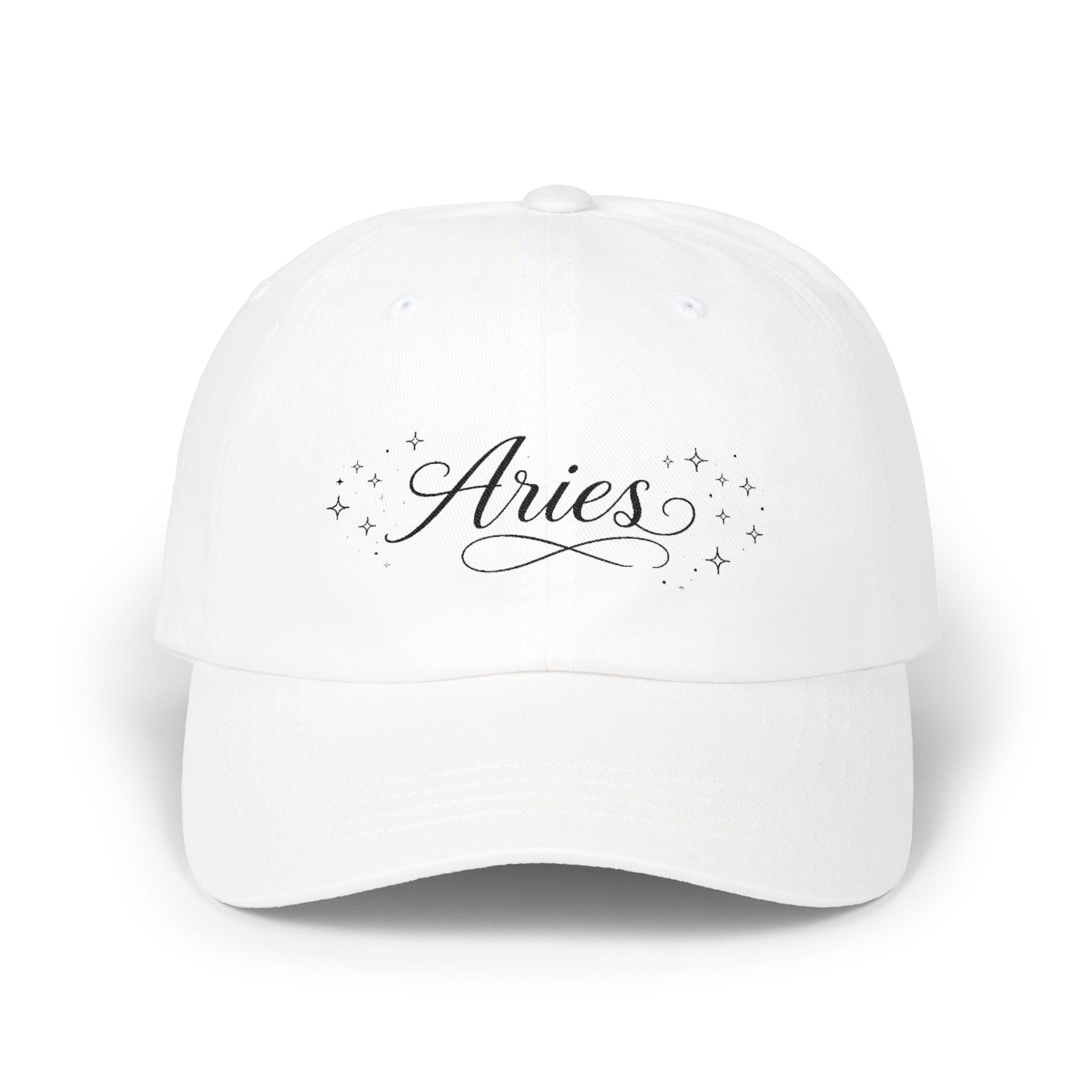 Aries Dad Cap — Astrology Baseball Hat with Sparkle Script