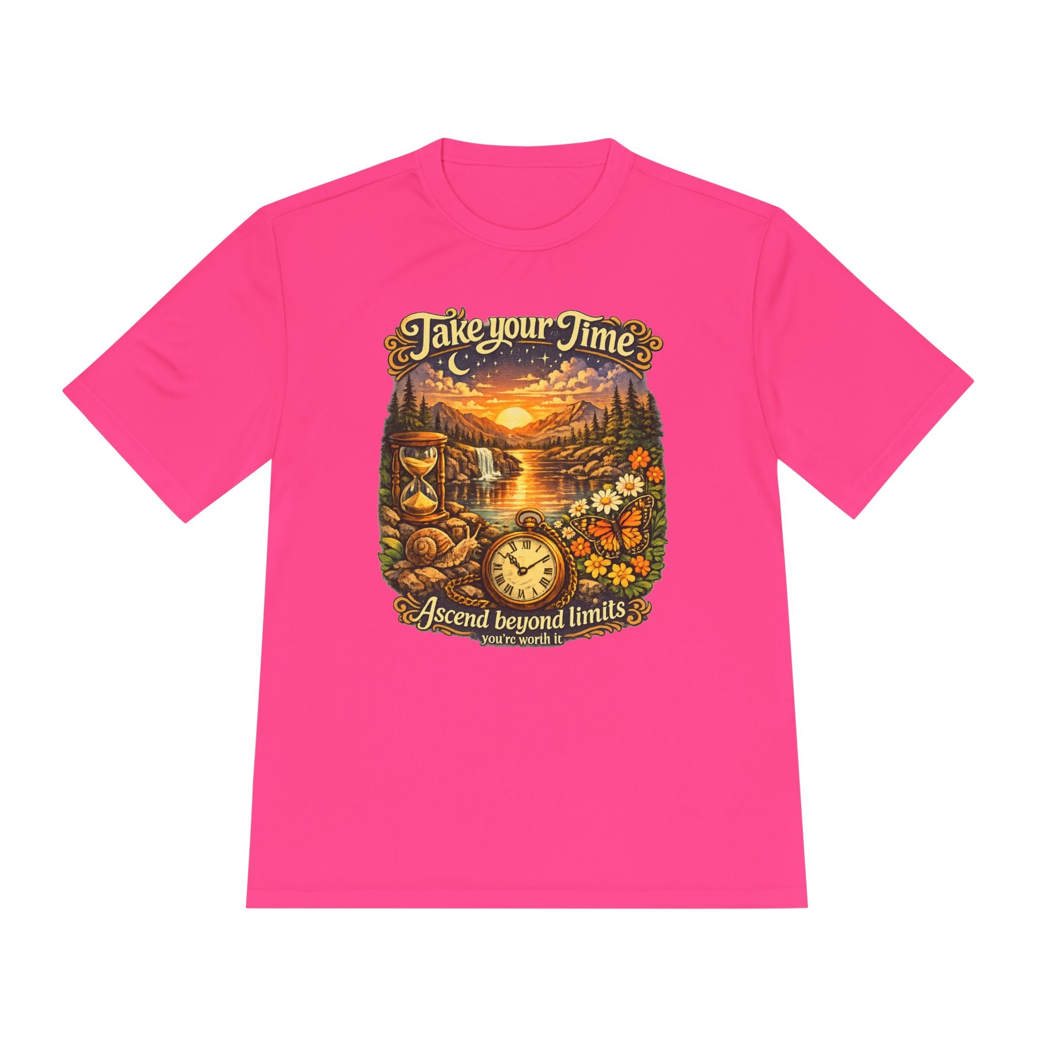 Take Your Time Scenic Tee — 'Take Your Time, Ascend Beyond Limits' Relaxed Vintage Nature Shirt