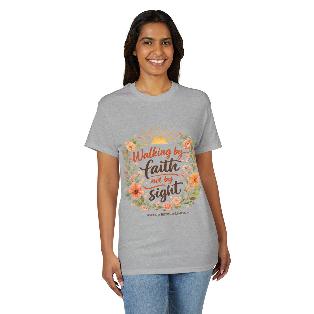 Faith Floral T-Shirt — "Walking by Faith, Not by Sight" Inspirational Tee