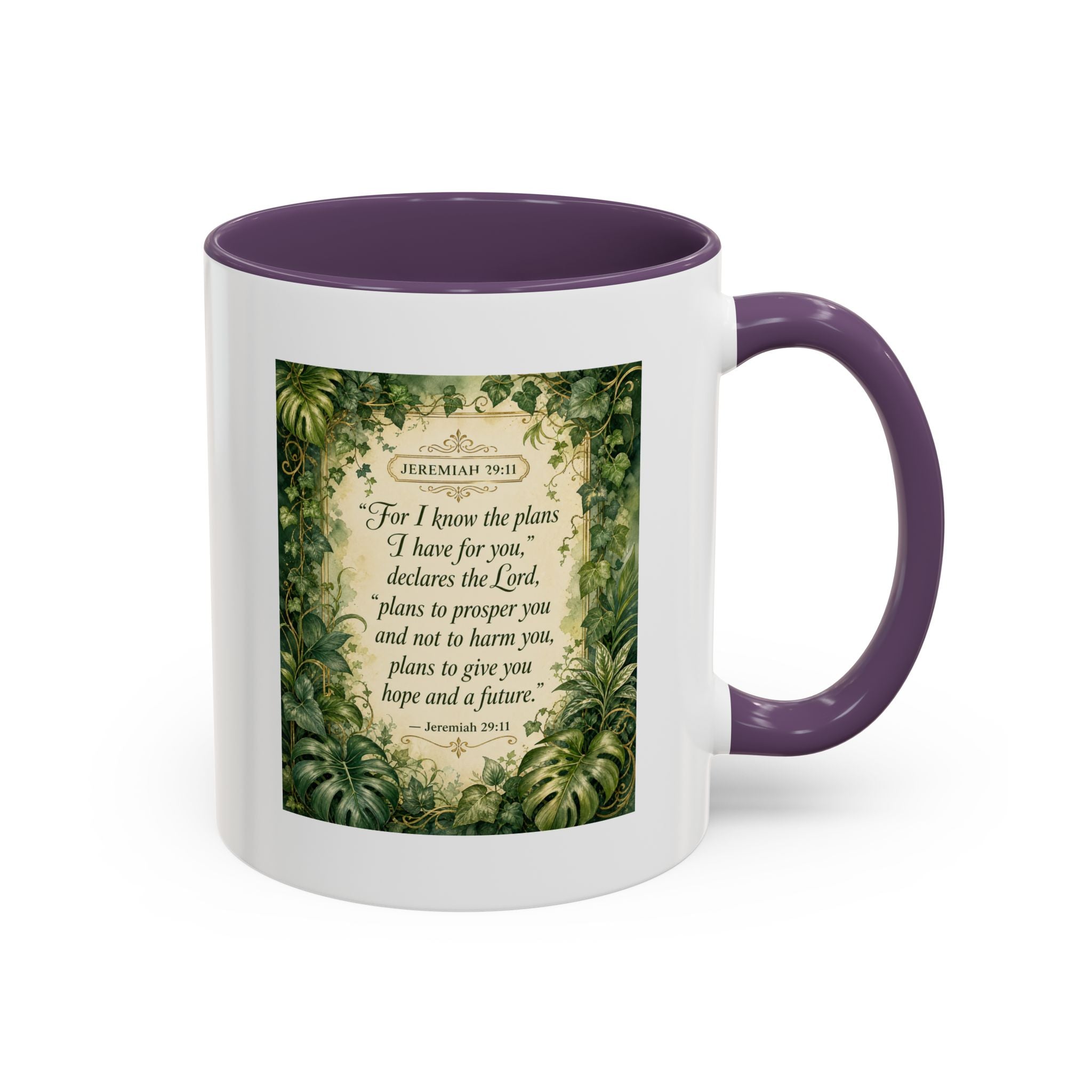 Jeremiah 29:11 Inspirational Coffee Mug – Bible Verse Floral Accent (11/15oz)