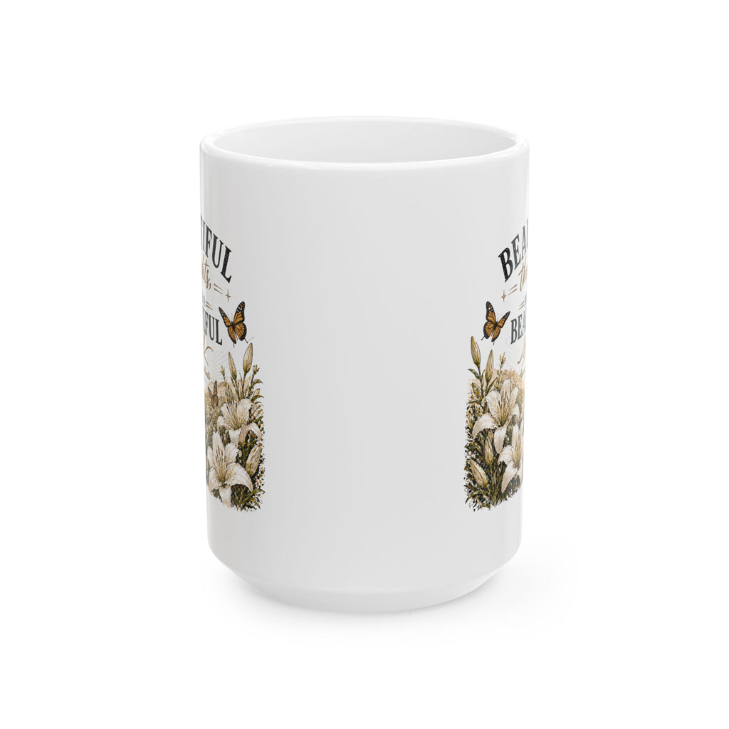 Beautiful Mom Floral Butterfly Ceramic Mug — Inspirational Mother's Day Coffee Cup (11oz/15oz)