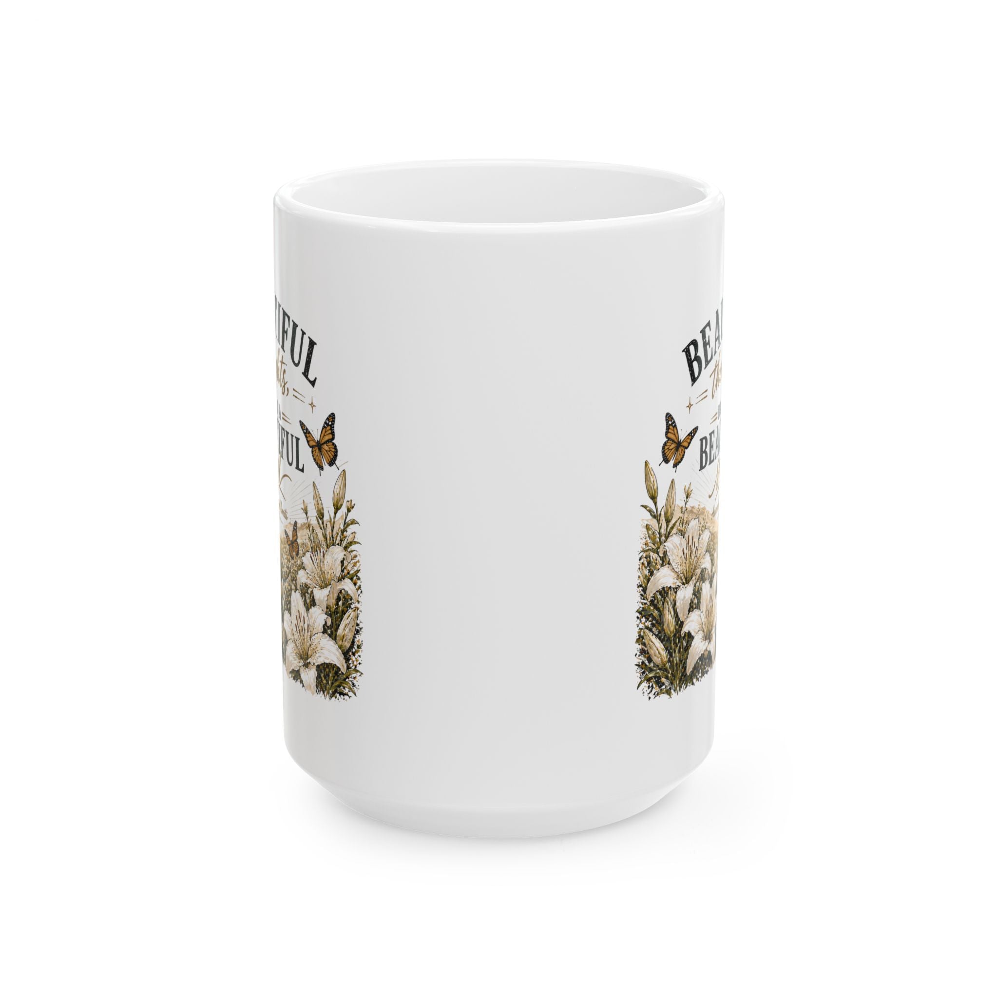 Beautiful Mom Floral Butterfly Ceramic Mug — Inspirational Mother's Day Coffee Cup (11oz/15oz)
