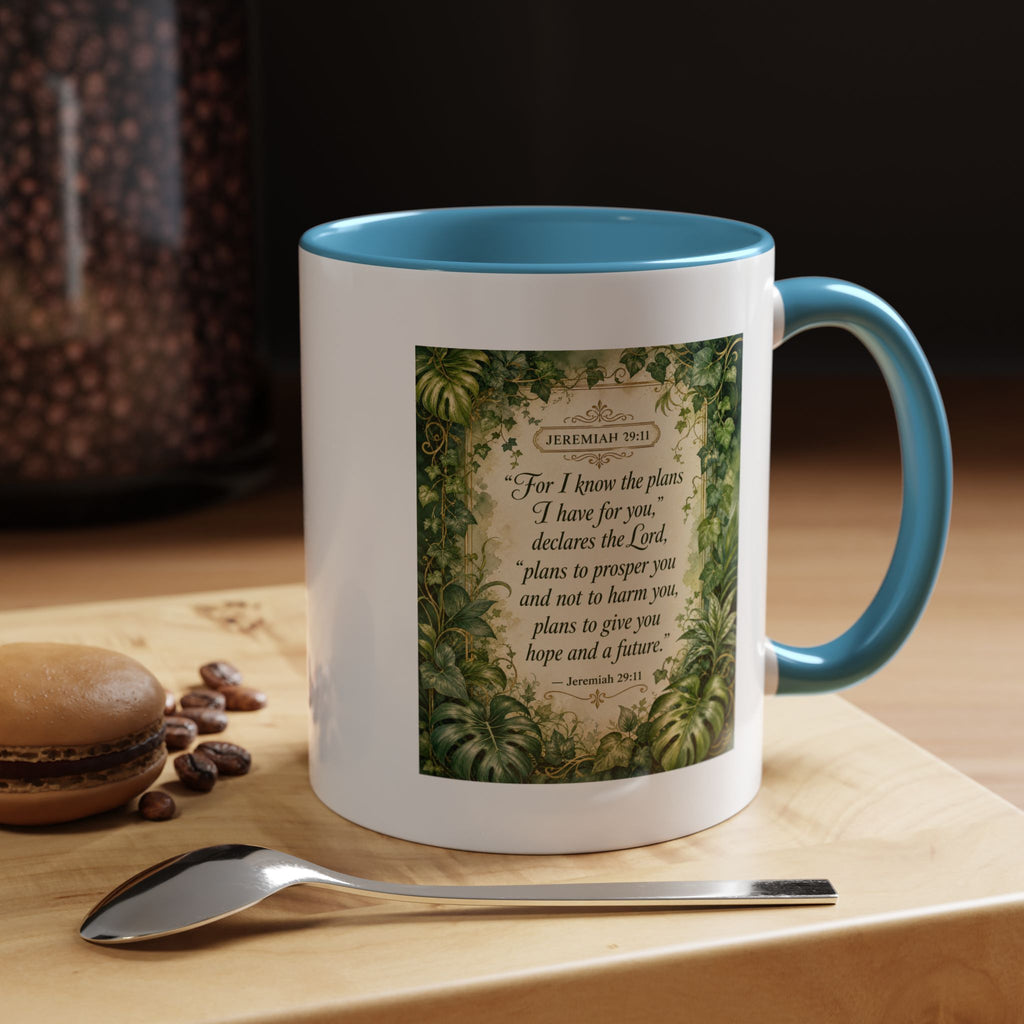 Jeremiah 29:11 Inspirational Coffee Mug – Bible Verse Floral Accent (11/15oz)