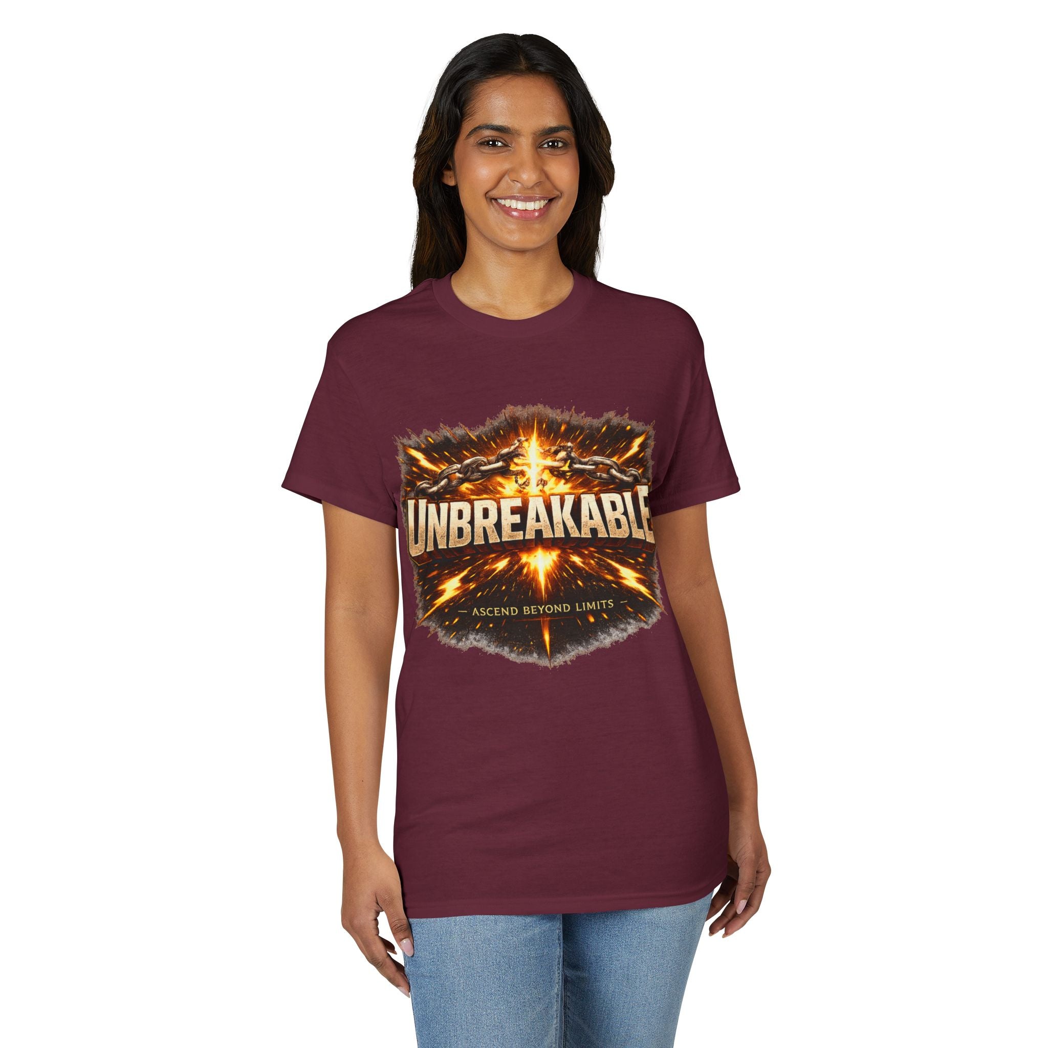 Unbreakable Graphic T‑Shirt — Bold Fireburst Motivational Tee