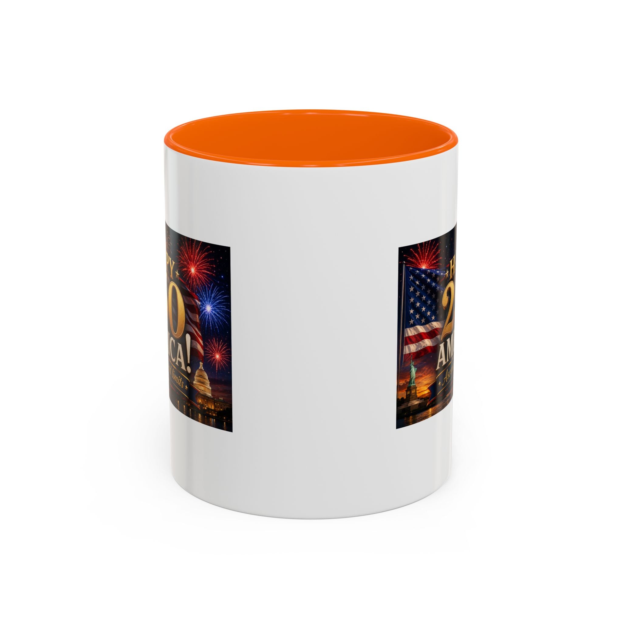 Happy 250 America Accent Coffee Mug — Patriotic Fireworks & Flag 11/15oz