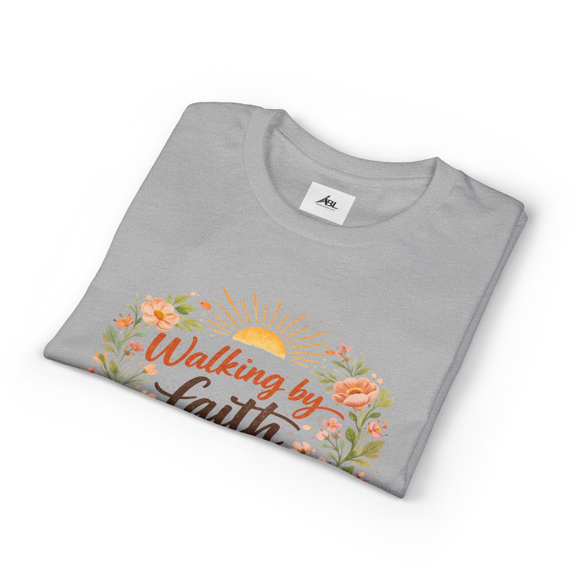 Faith Floral T-Shirt — "Walking by Faith, Not by Sight" Inspirational Tee