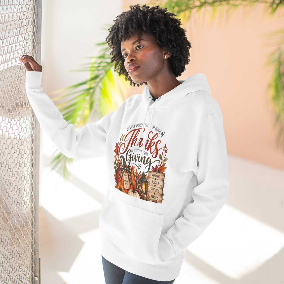 Thanksgiving Harvest Hoodie — Give Thanks Fleece Pullover