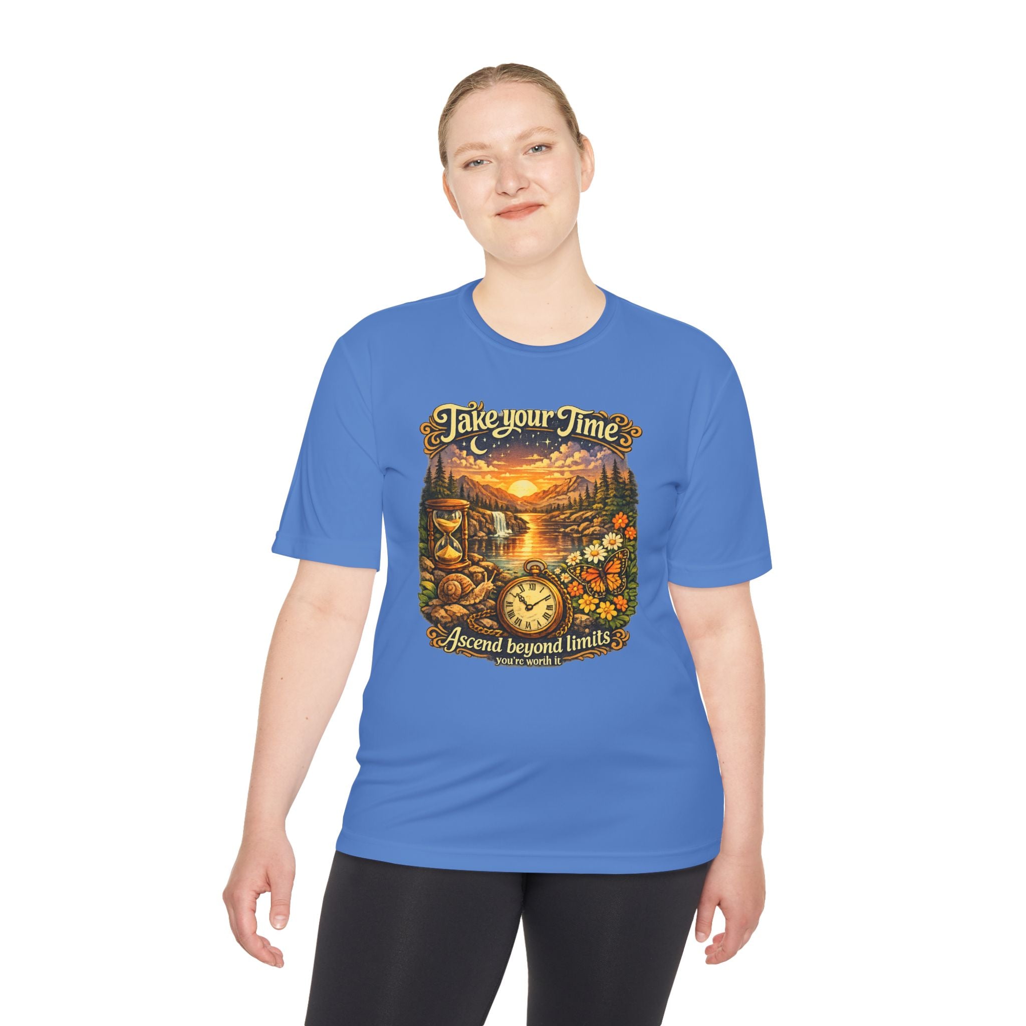 Take Your Time Scenic Tee — 'Take Your Time, Ascend Beyond Limits' Relaxed Vintage Nature Shirt
