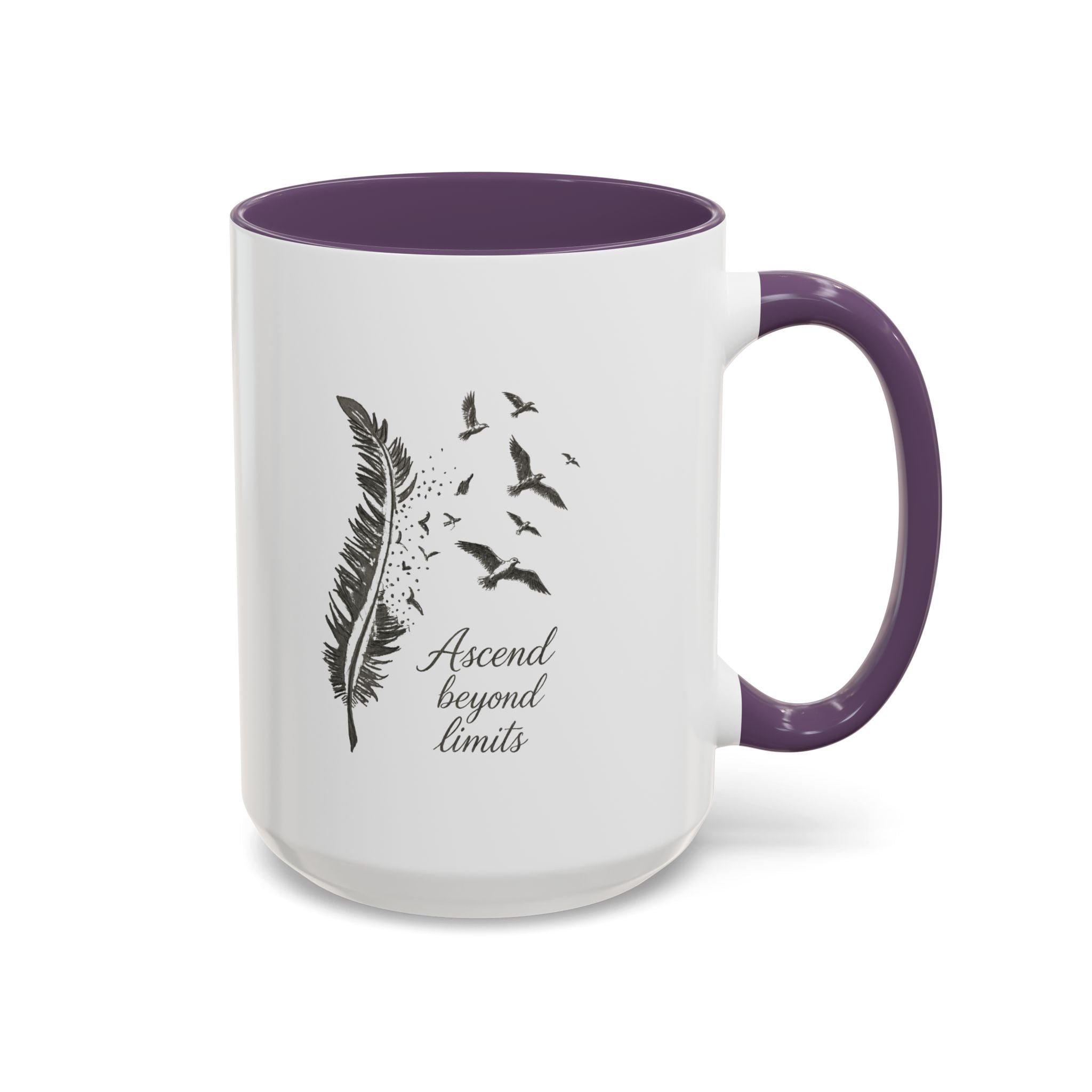 Ascend Beyond Limits- hand sketched feather Coffee-Accent Mug (11/15oz)