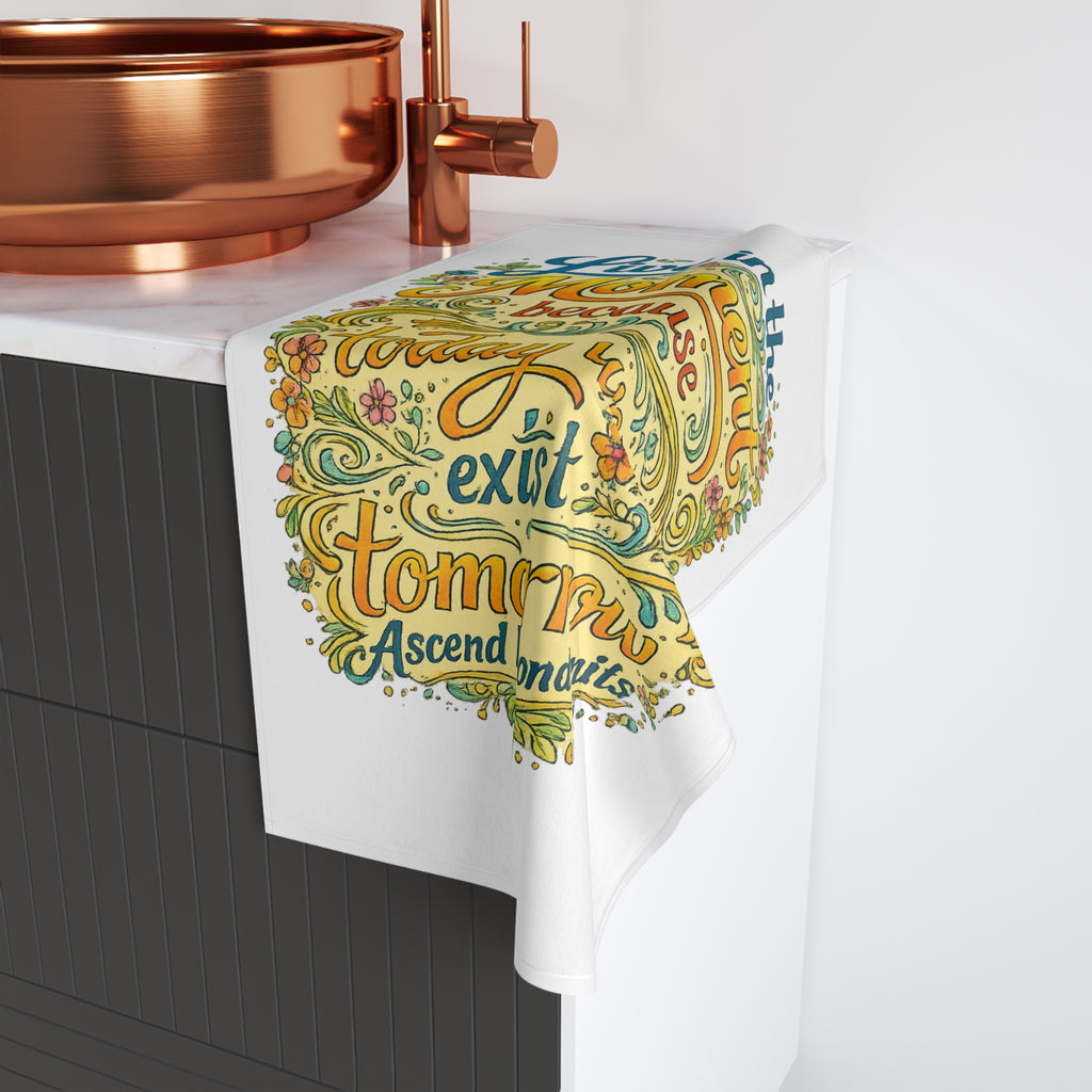 Live in the Moment Floral Hand Towel — Inspirational Kitchen & Bath Towel