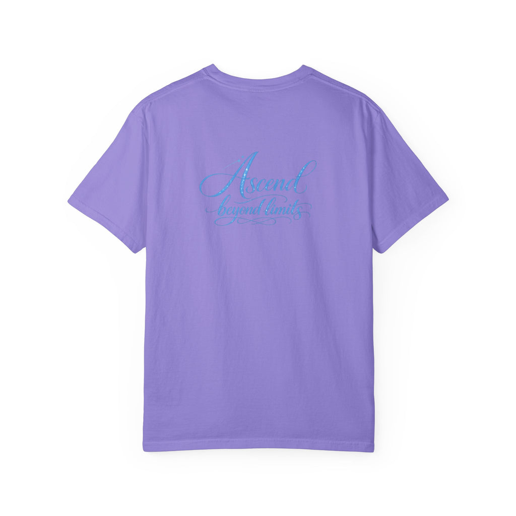 Yashua Is King T‑Shirt — Heavenly Gold Faith Tee (Back: "Ascend beyond limits")