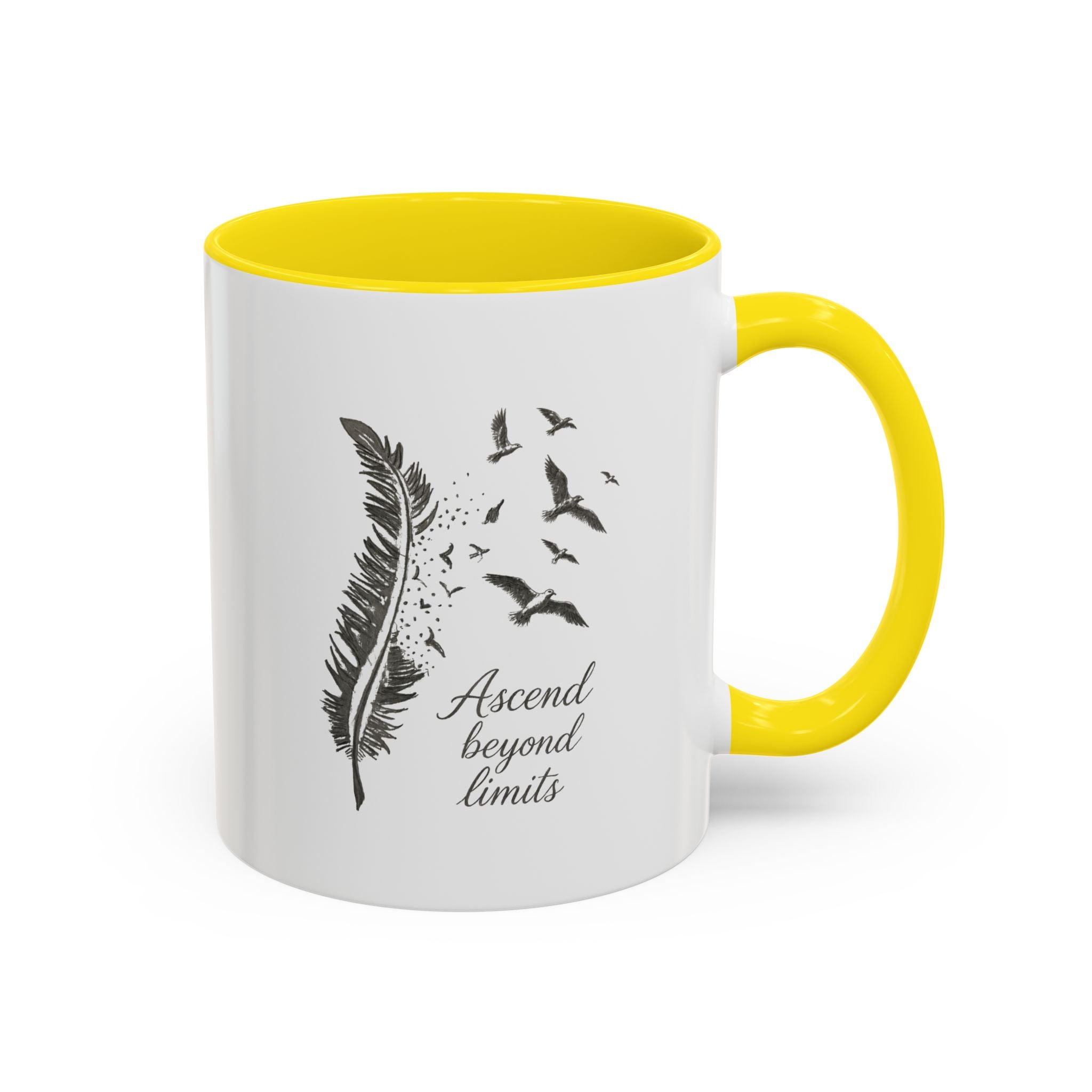 Ascend Beyond Limits- hand sketched feather Coffee-Accent Mug (11/15oz)