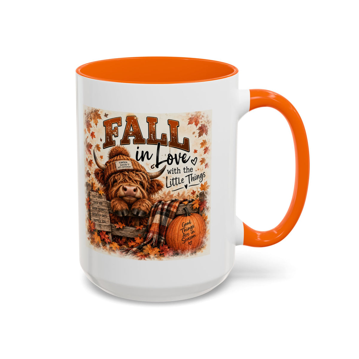 Fall in Love With the Little Things — Highland Cow Mug