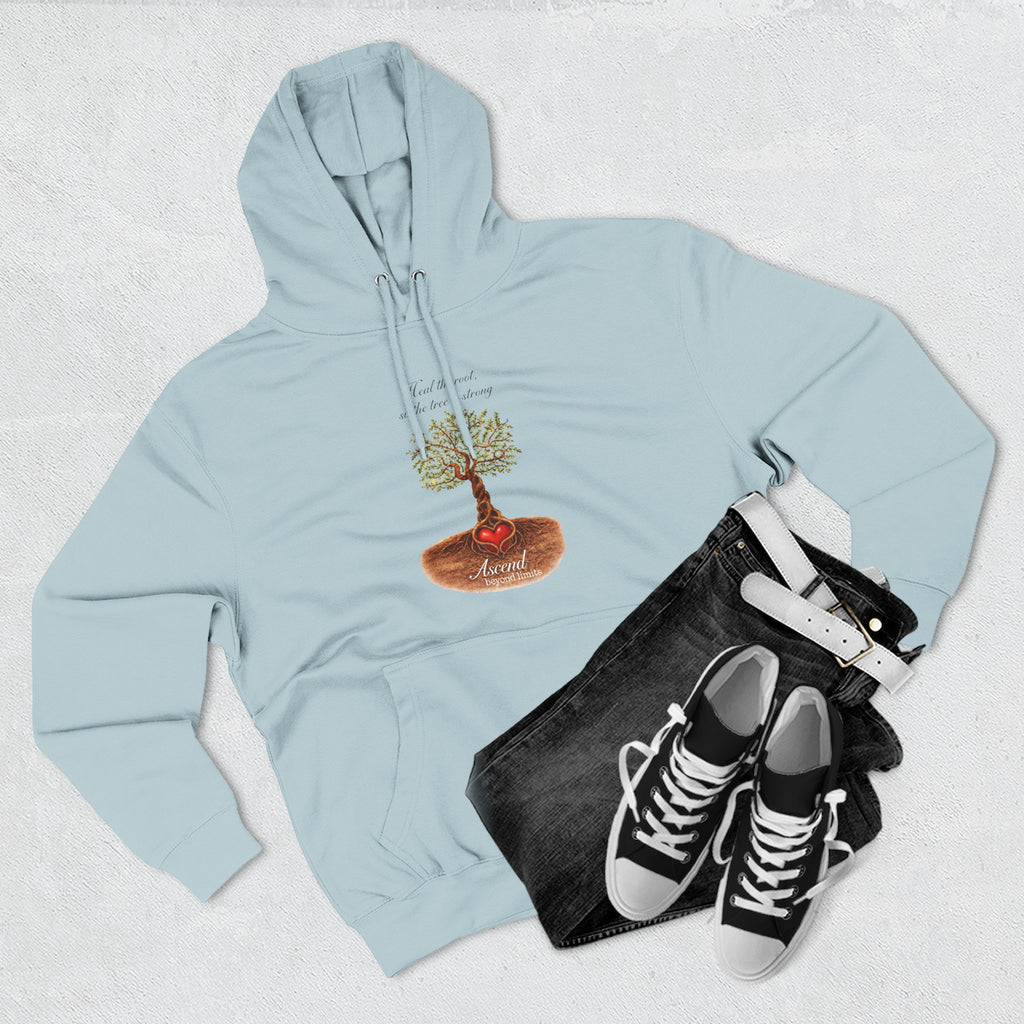Ascend Beyond Limits Hoodie — 'Heal the Root' Tree Graphic Fleece Hoodie