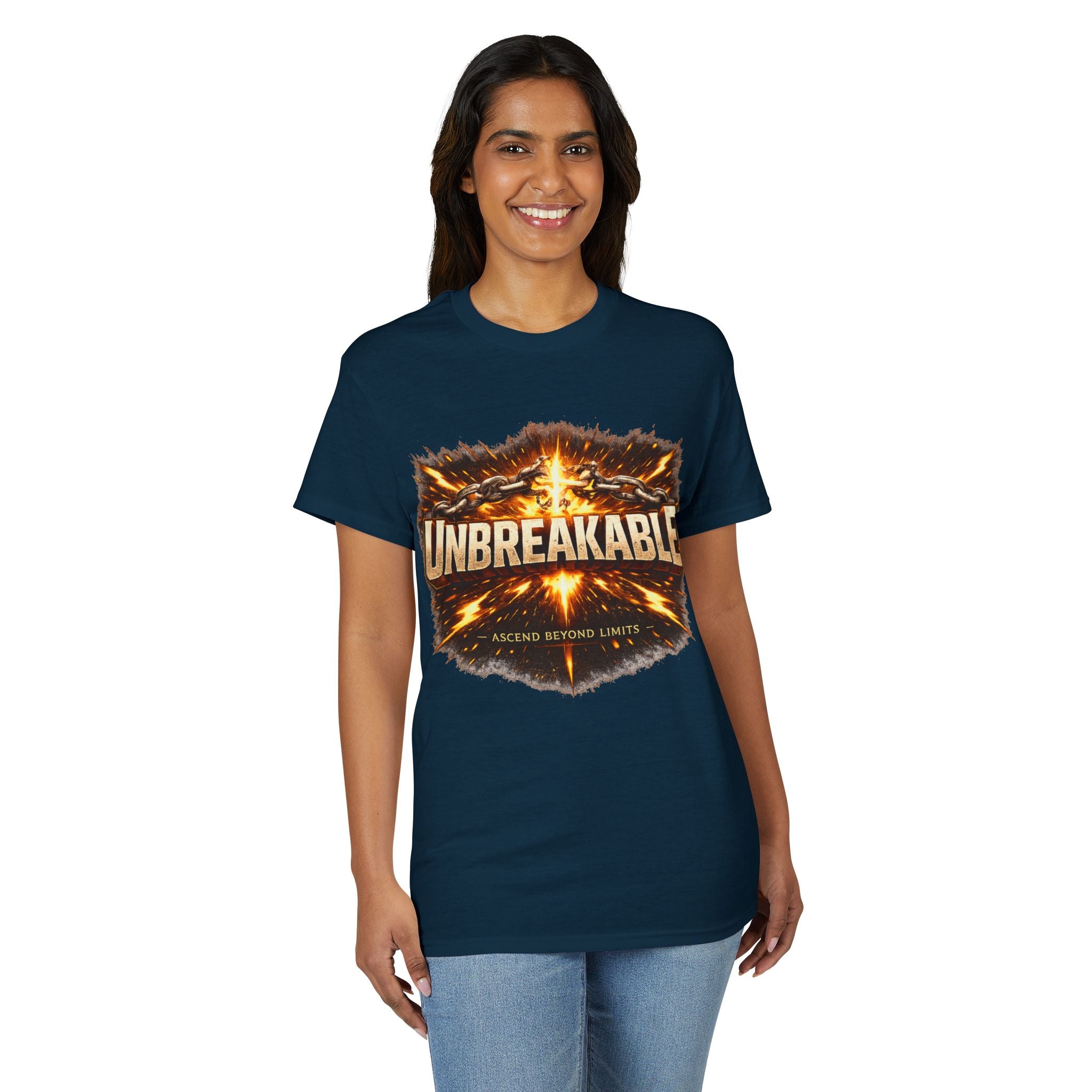 Unbreakable Graphic T‑Shirt — Bold Fireburst Motivational Tee