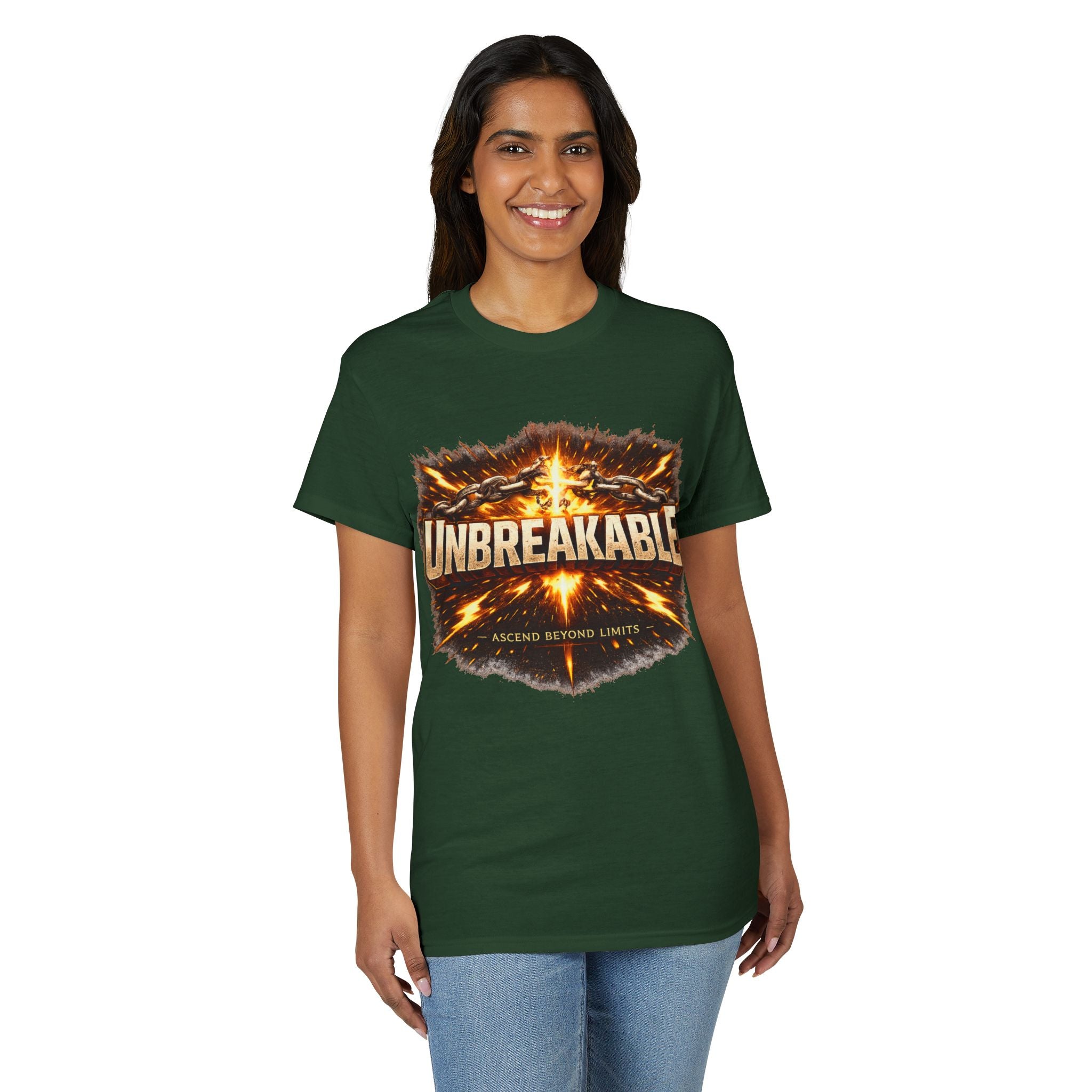 Unbreakable Graphic T‑Shirt — Bold Fireburst Motivational Tee