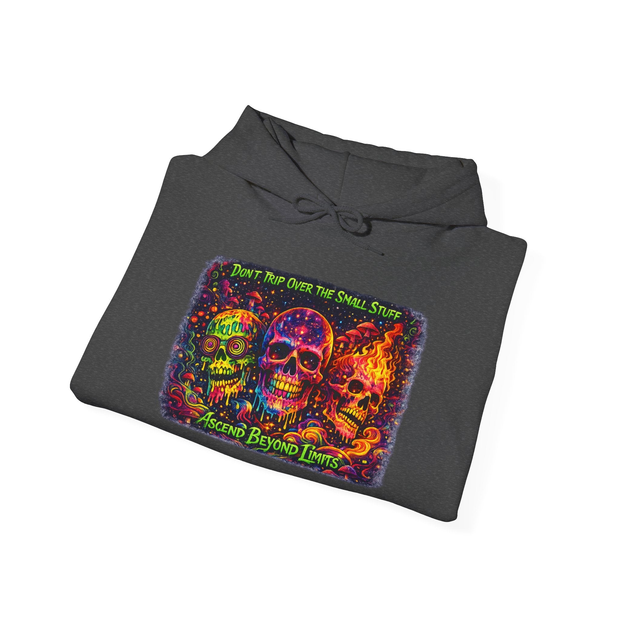 Psychedelic Skull Hoodie – "Faces Beyond Limits" Neon Horror Pullover