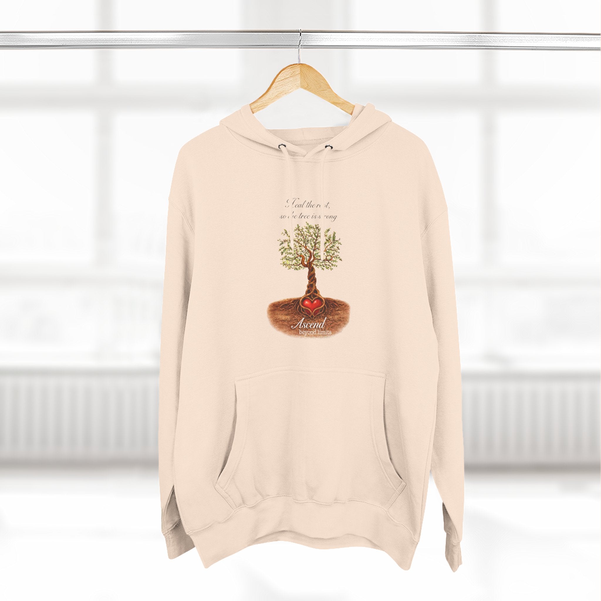 Ascend Beyond Limits Hoodie — 'Heal the Root' Tree Graphic Fleece Hoodie