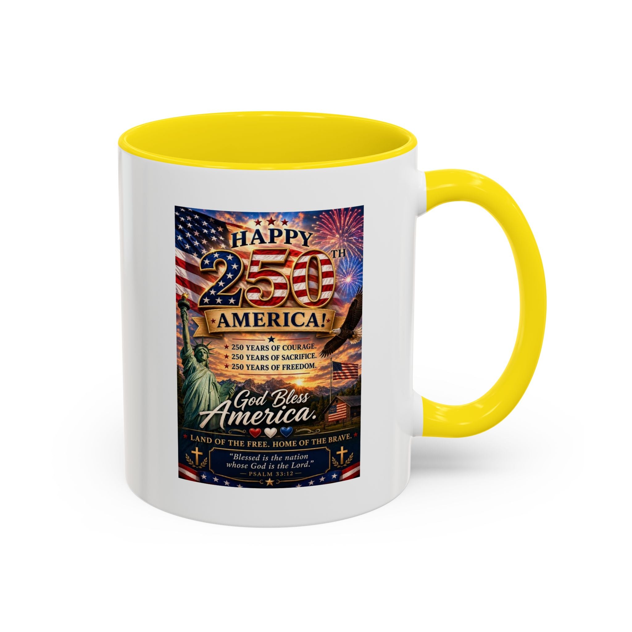 Patriotic Coffee Mug - "Happy 250 America!" Anniversary Design