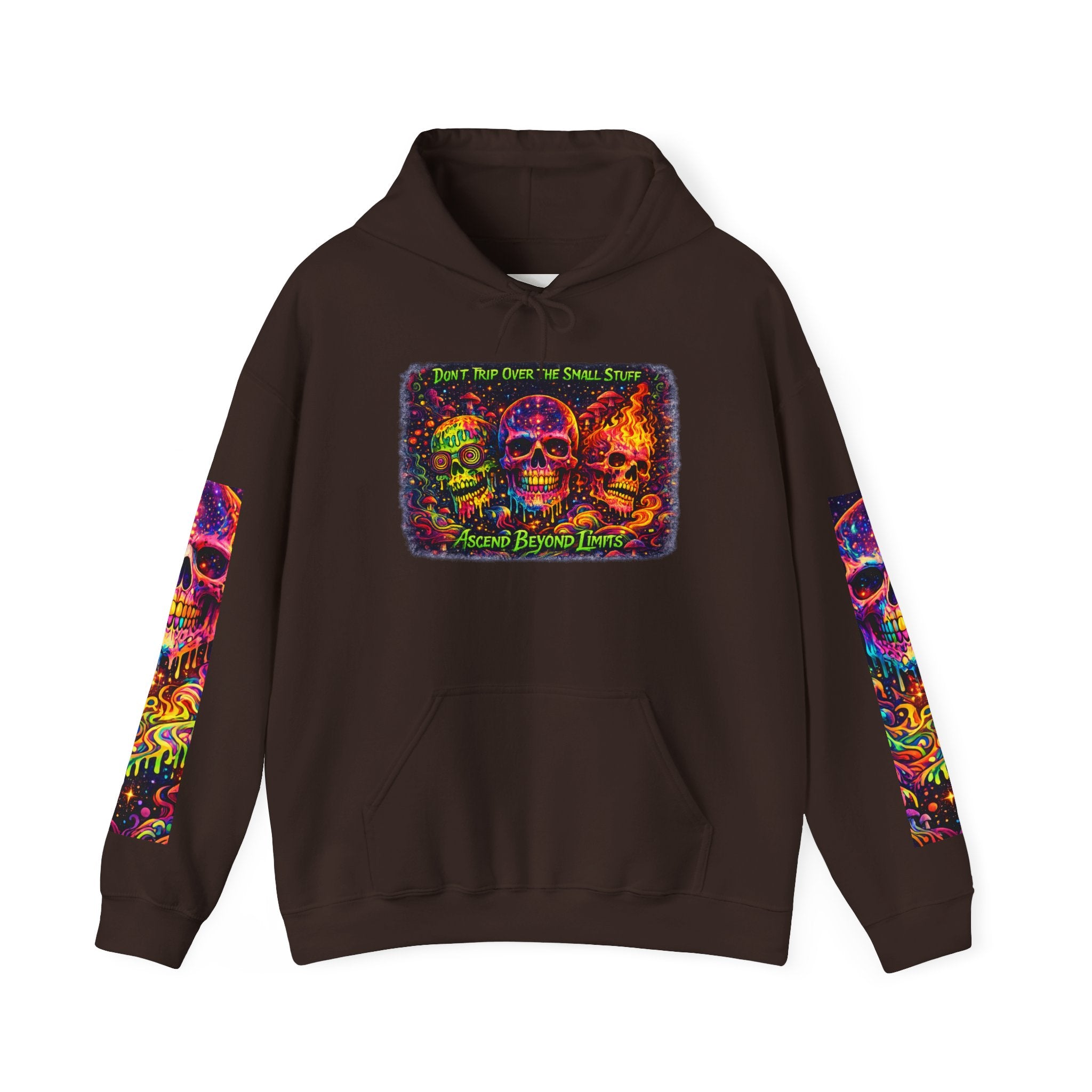 Psychedelic Skull Hoodie – "Faces Beyond Limits" Neon Horror Pullover