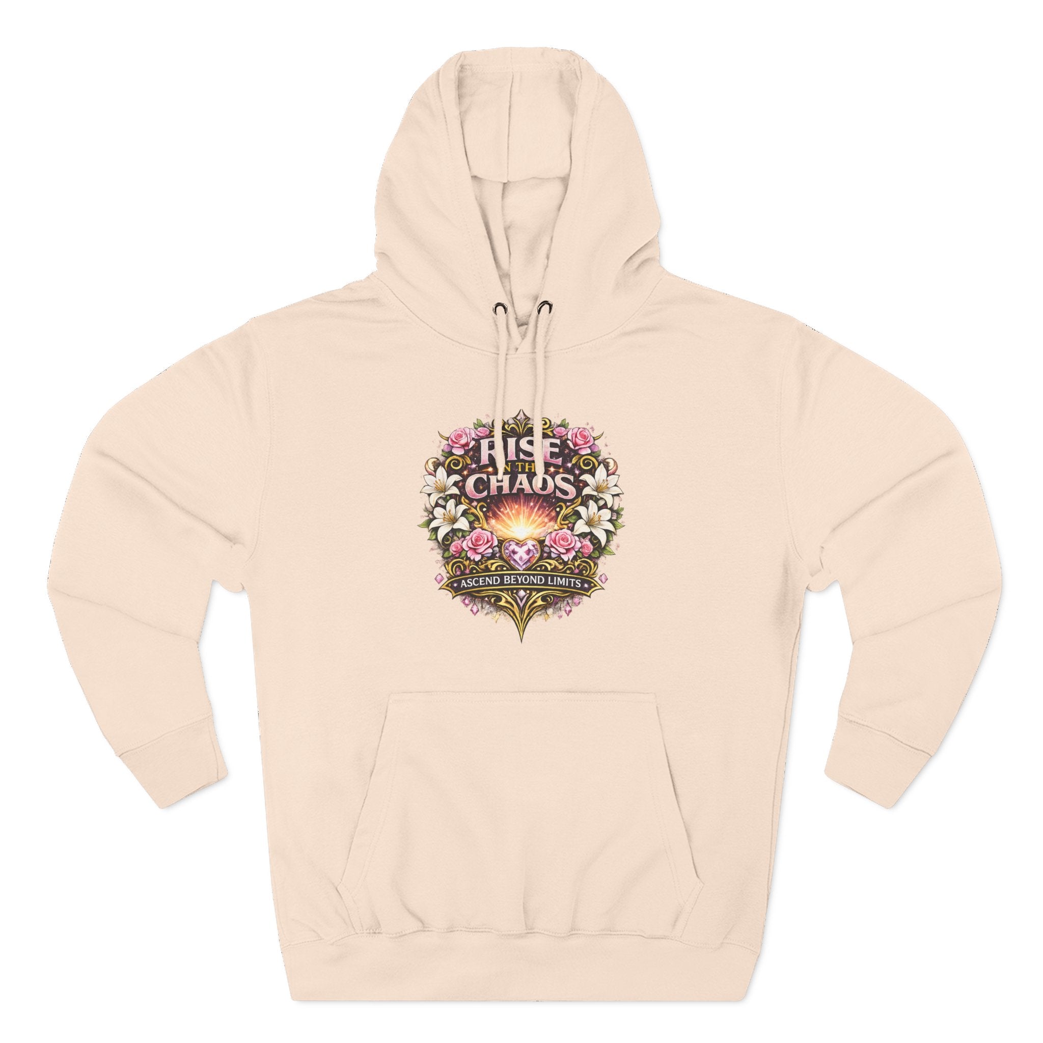 Floral 'Rise from Chaos' Hoodie — Vintage Crest Graphic Pullover