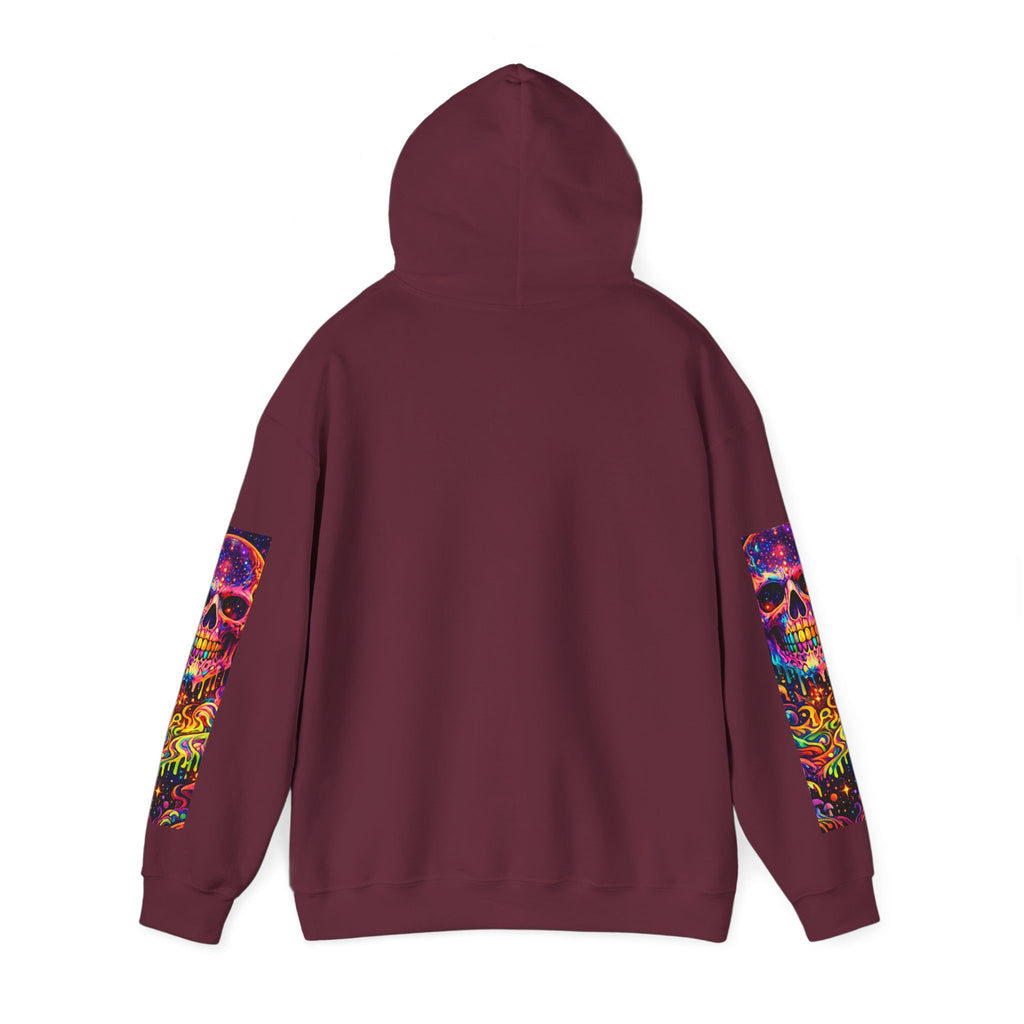 Psychedelic Skull Hoodie – "Faces Beyond Limits" Neon Horror Pullover